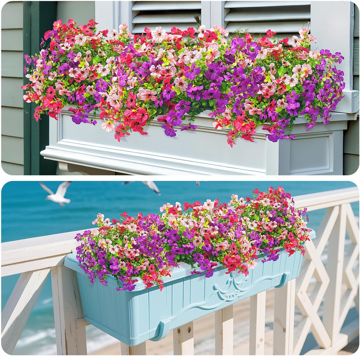 Thumbnail 6 de OZMI Artificial Flowers Outdoor 189 Fake Flowers (9 Bundles) UV Resistant Faux Silk Bouquet