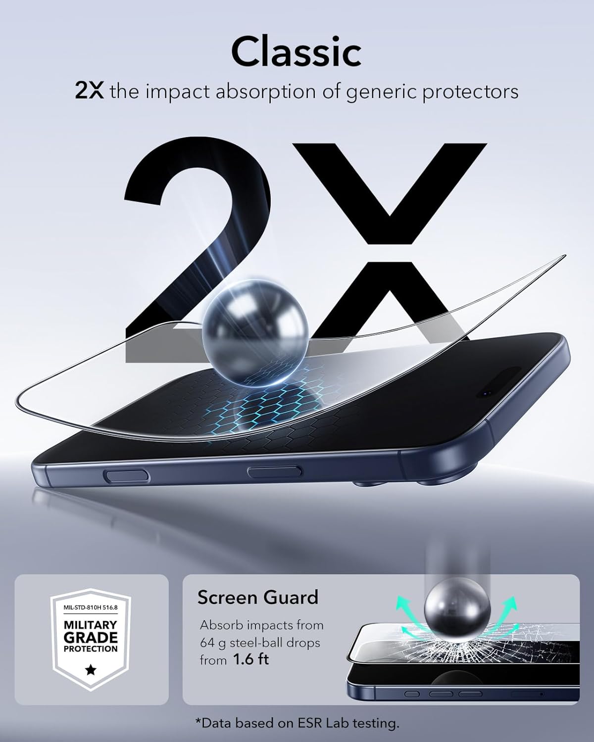 Thumbnail 4 de ESR 3-Pack iPhone 17 Pro Max Screen Protector (UltraFit Tray) — Military-Grade Shatterproof Tempered Glass