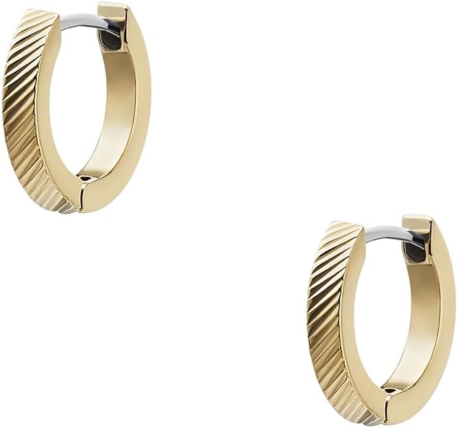 Detalle de Fossil Damen Ohringe – Goldfarbener Edelstahl mit Ringverschluss
