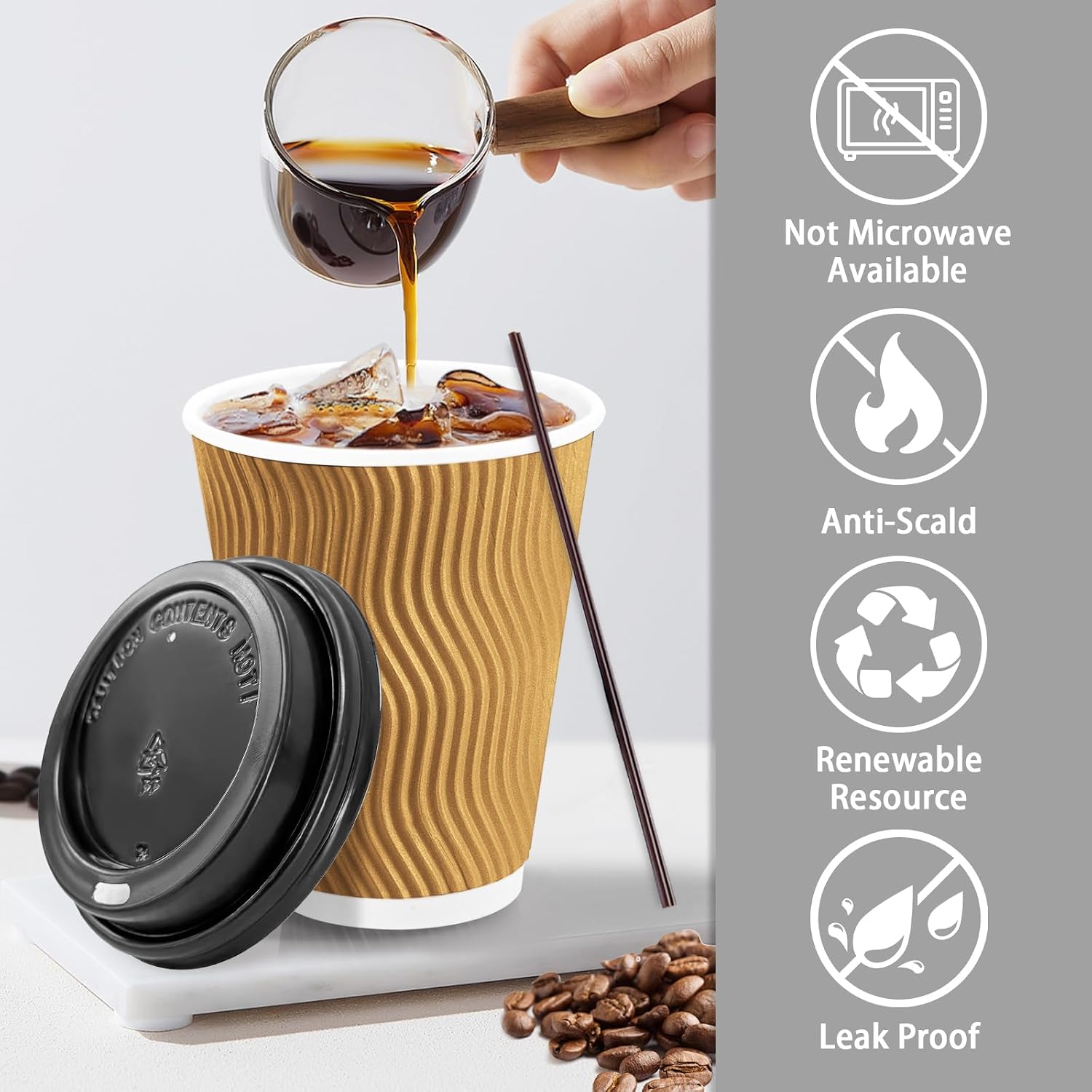 Detalle de Lamosi Disposable Coffee Cups, 12 oz