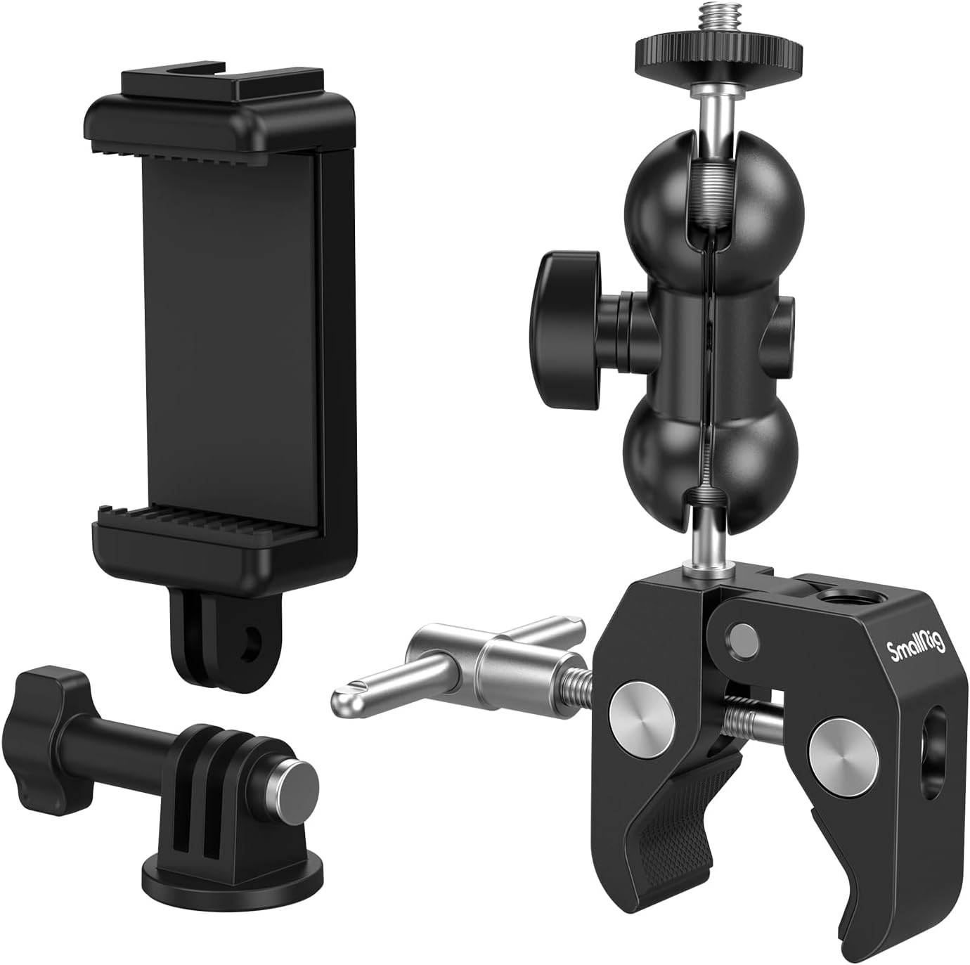 Detalle de SMALLRIG 4373 Super Pince Kit Amélioré avec bras magique et fixation téléphone