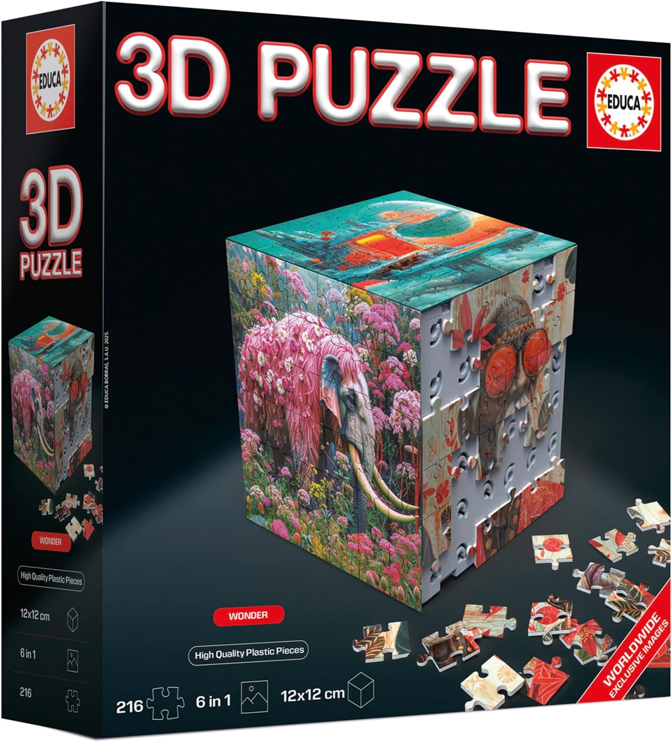 Detalle 1 de Educa 3D Puzzle Wonder 🧩 Cubo con 216 Piezas para Adultos