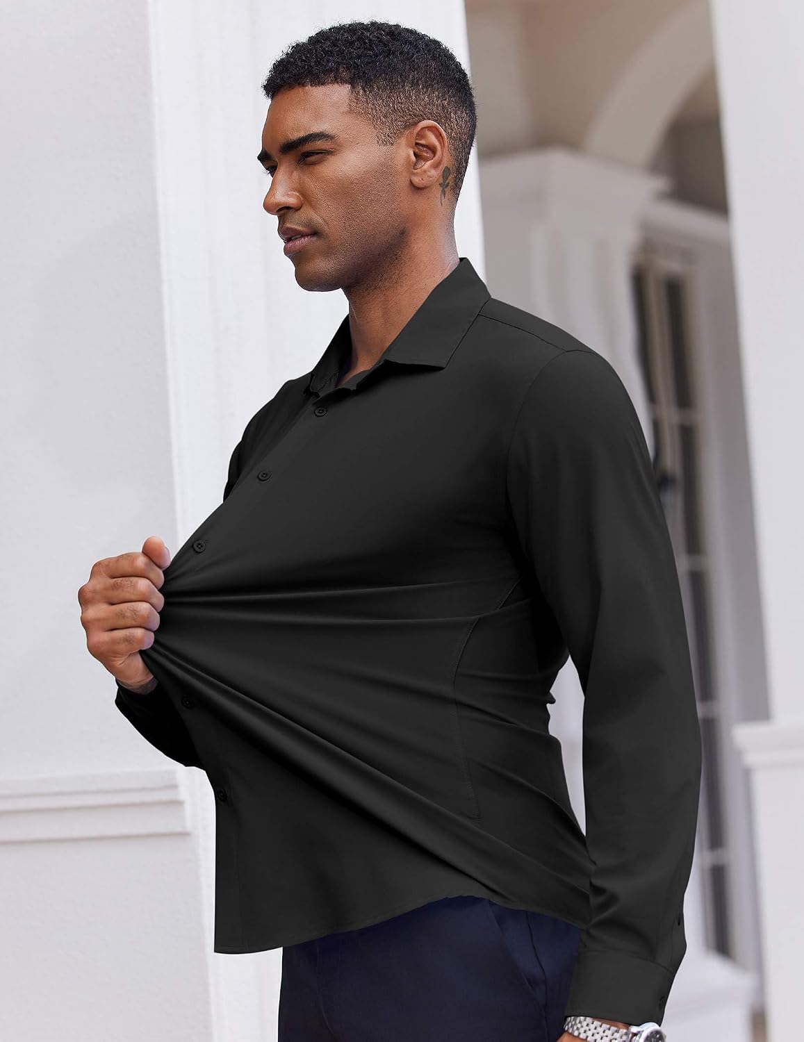 Detalle 1 de COOFANDY Men's Long-Sleeve Button-Down Dress Shirt, Casual to Business