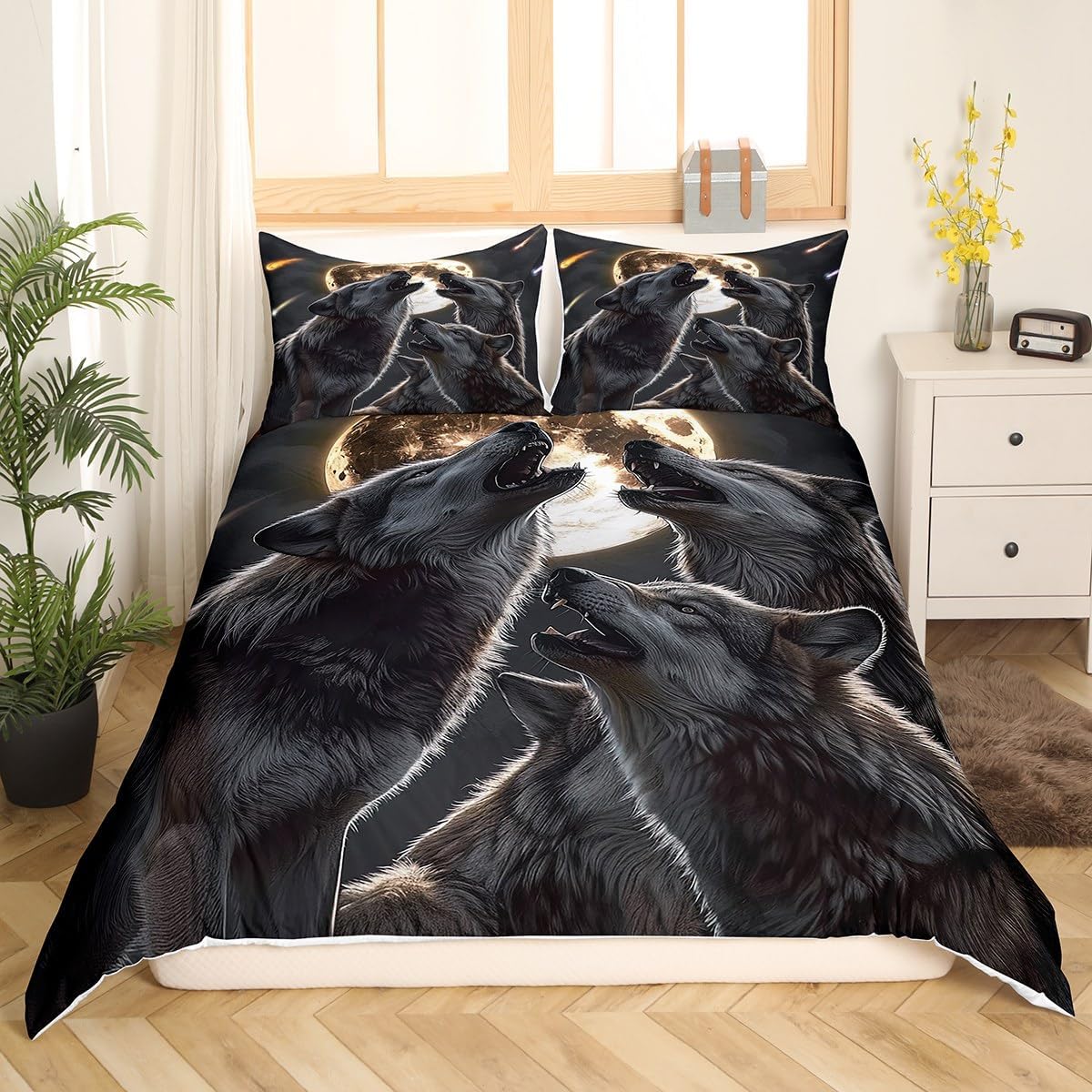 Thumbnail 2 de Homewish Wolf Bettwäsche-Set 135x200 für Kinder mit 3D-Tierdruck (Bettbezug + Kissenbezug)