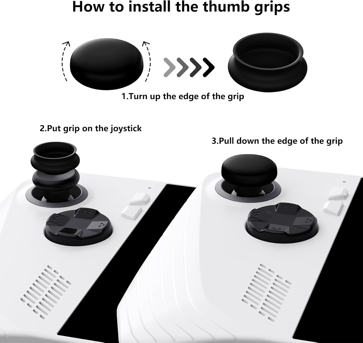 Thumbnail 2 de PlayVital White Thumbsticks Grips Caps for ROG Ally (Diamond Grain & Crack Bomb Design)