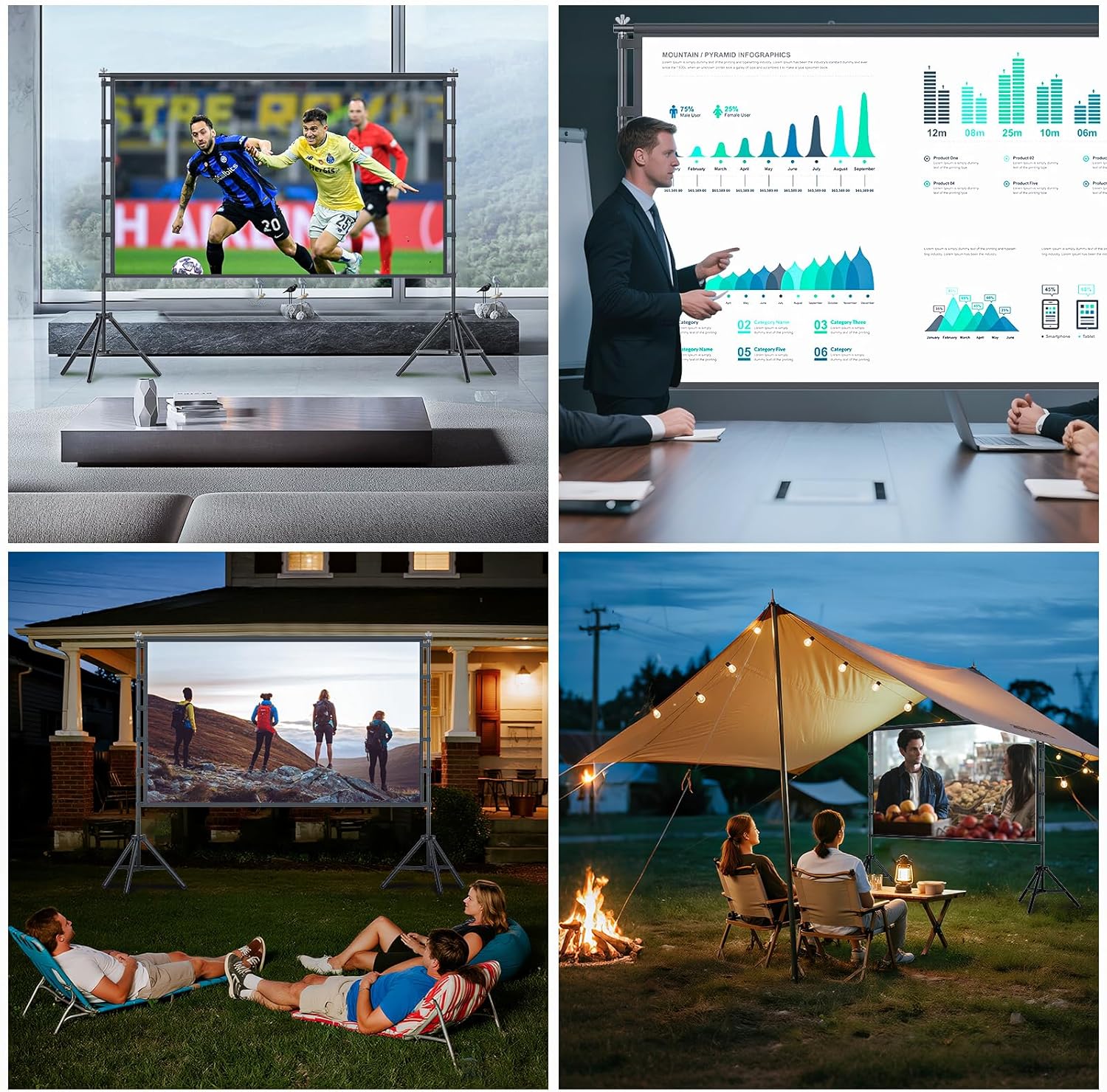 Thumbnail 6 de TOWOND 120-inch Outdoor Projector Screen with Stand (16:9 HD, Anti-Crease, Foldable)