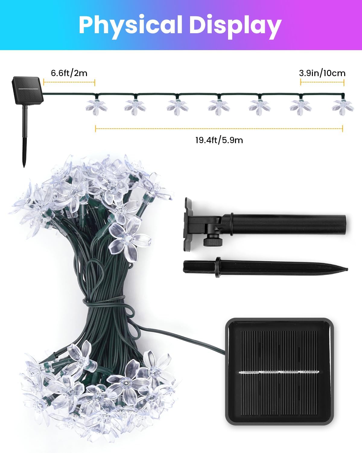 Detalle 1 de Brightown Solar Flower String Lights 60 LED