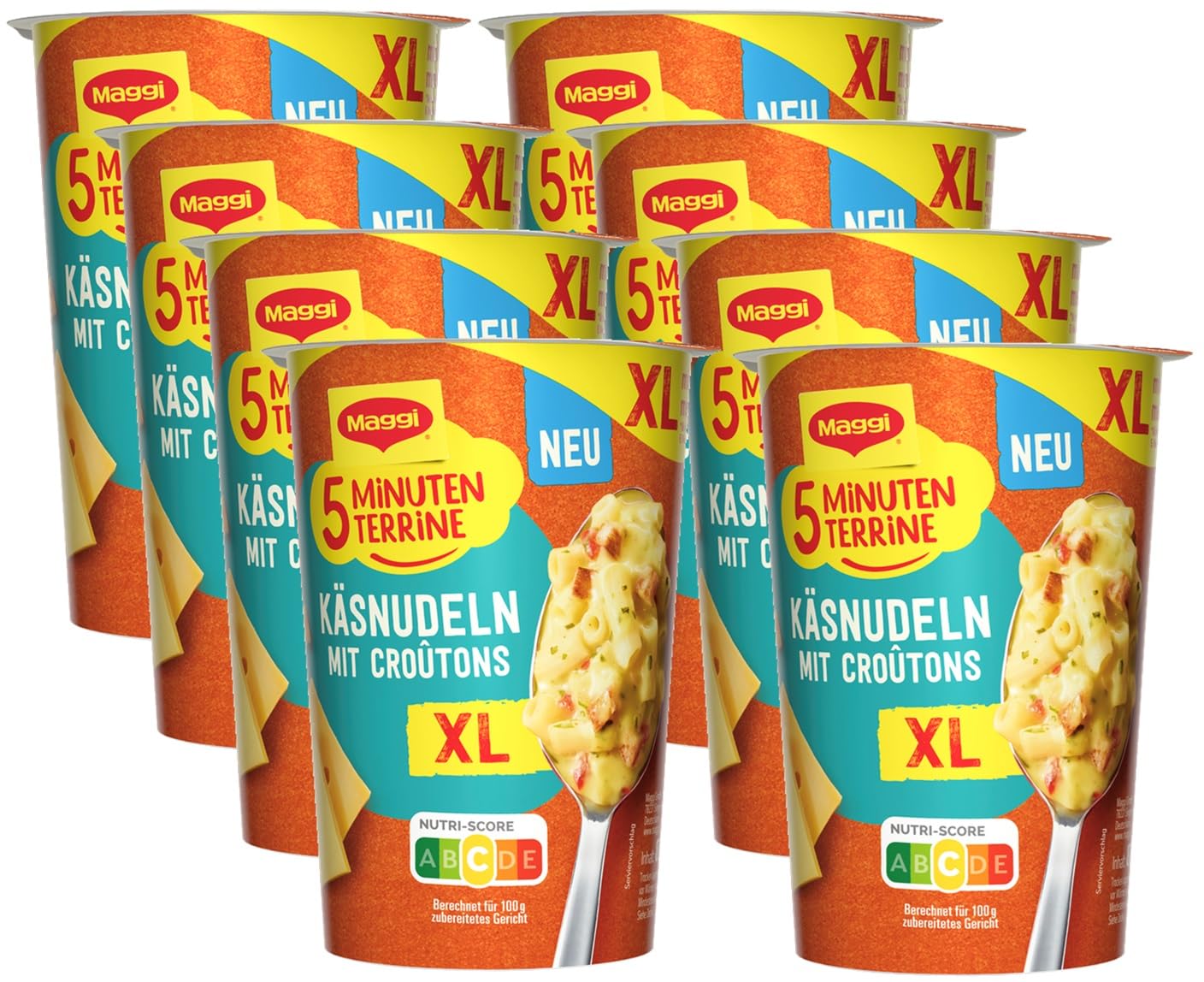 Detalle de MAGGI 5 Minuten Terrine XL Käsenudeln mit Croutons – 8er Pack