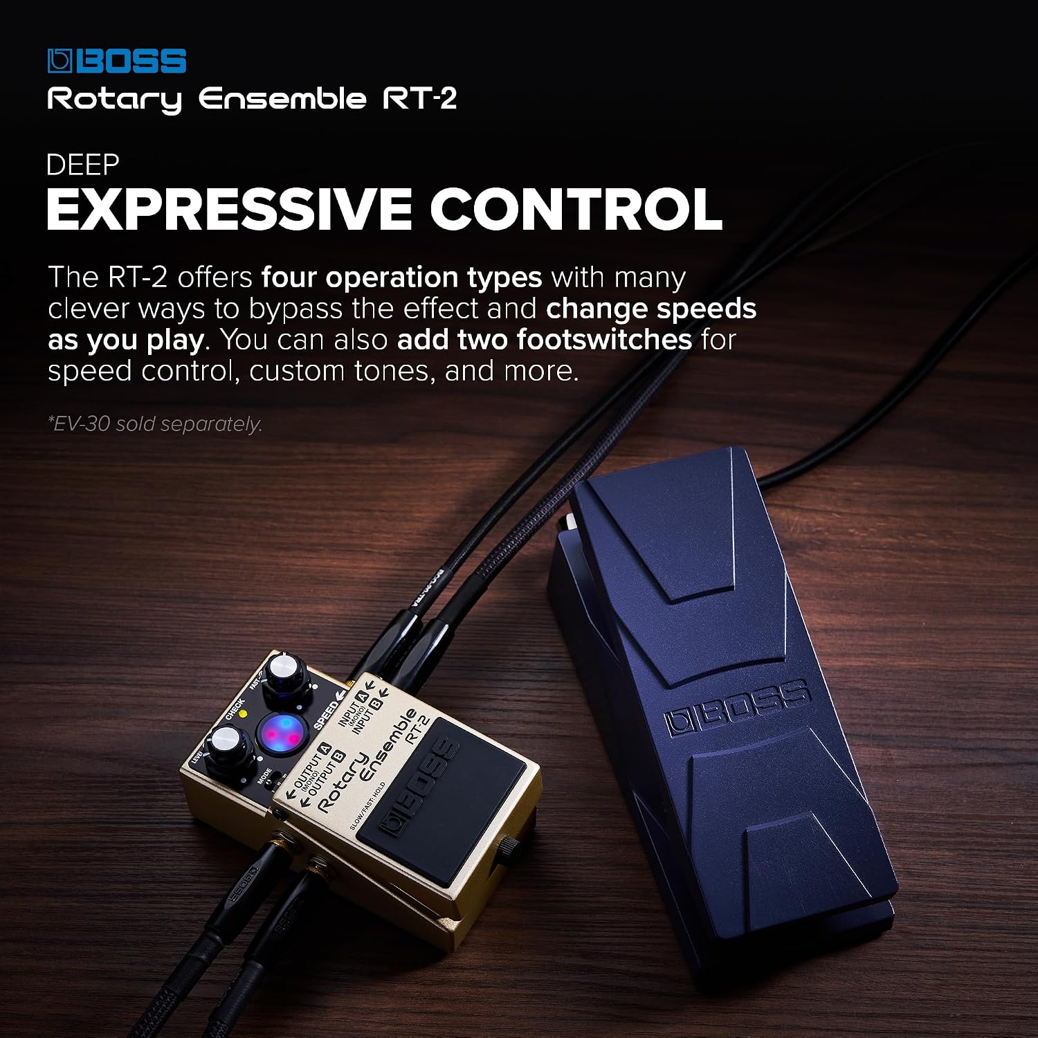 Detalle 1 de BOSS RT-2 Rotary Ensemble Pedal with 3 Modes and Virtual Rotor Display