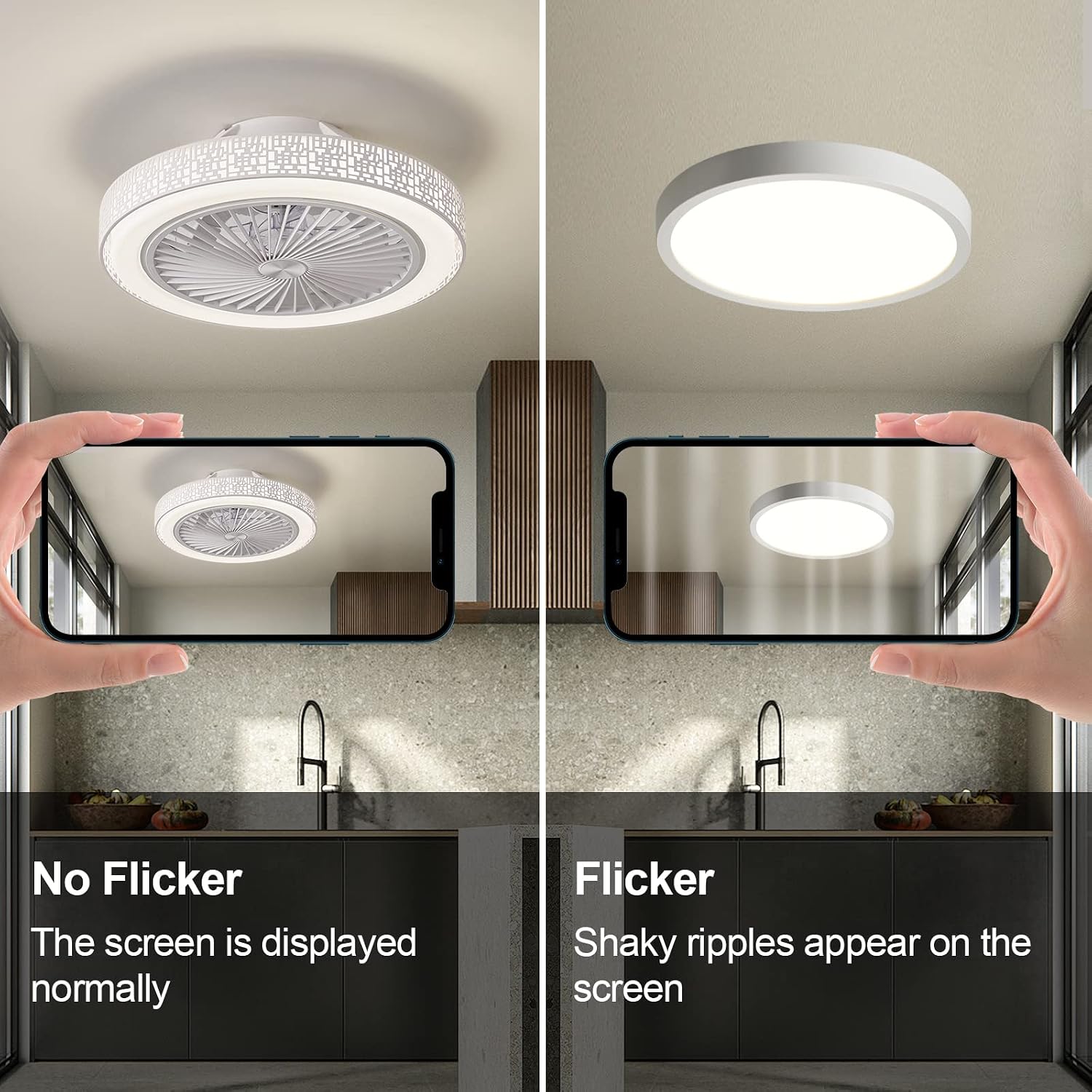 Detalle 1 de Enwinup 22423W-CFL 18.9in Enclosed Ceiling Fan with Dimmable LED Light