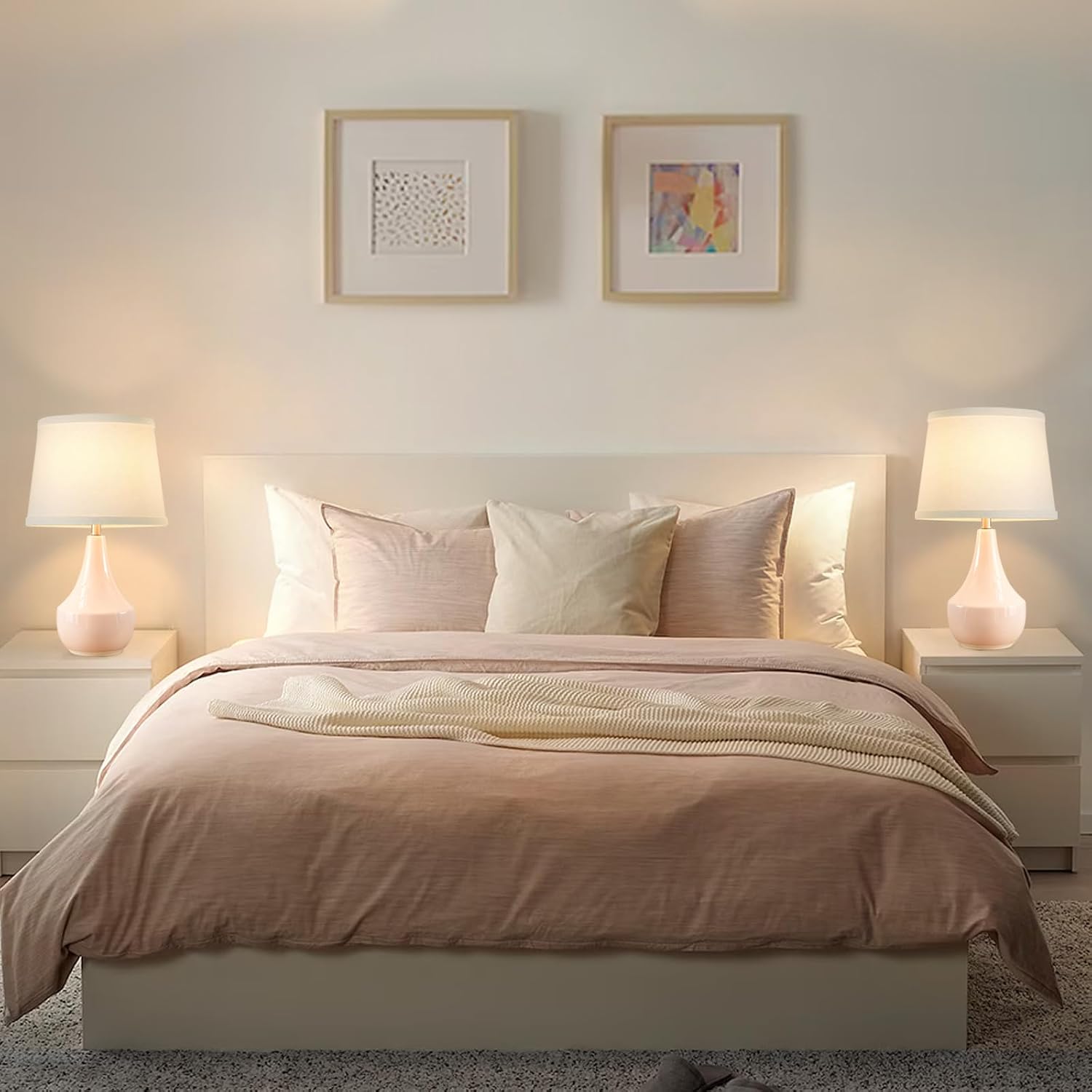 Detalle 1 de GyroVu T00173 Ceramic Table Lamp Set of 2, Pink with E26 LED Bulbs