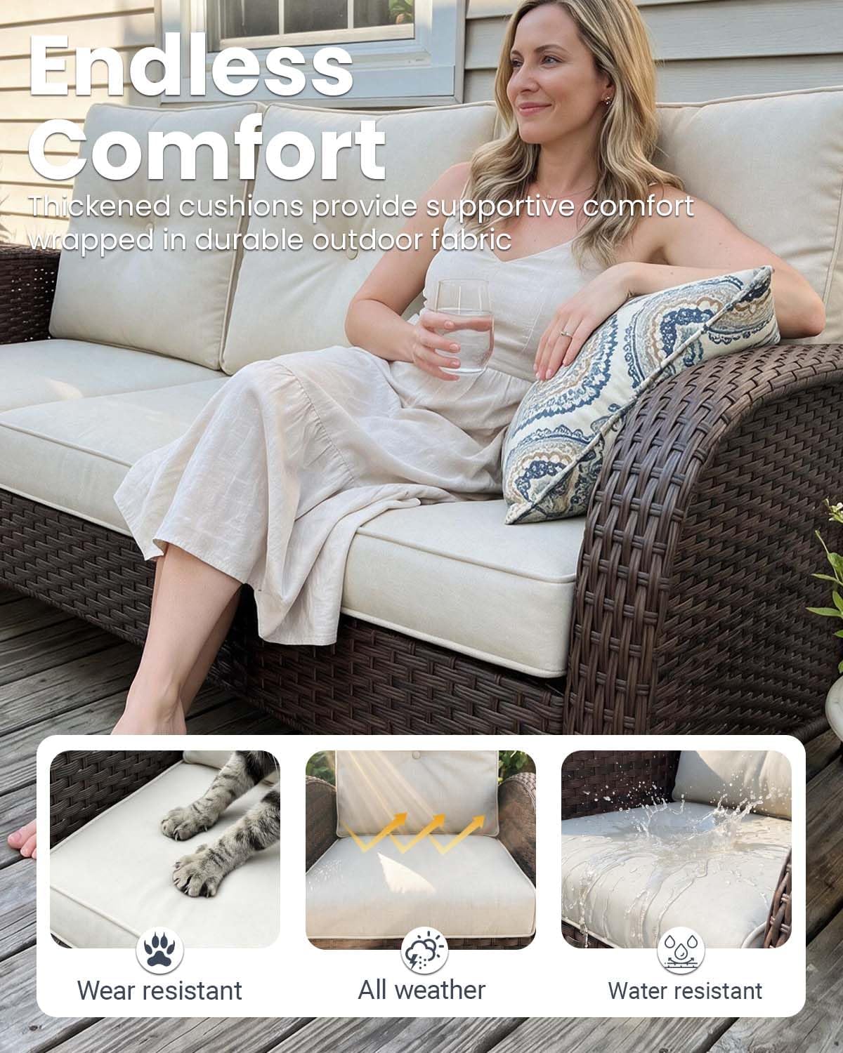 Detalle 2 de Vakollia Patio Furniture Set, Wicker Rattan