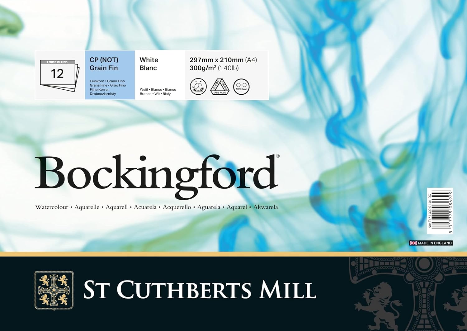 Thumbnail 3 de BOCKINGFORD ST Cuthberts blocco carta per acquerello A4, 12 fogli, 300 g/m², satinata