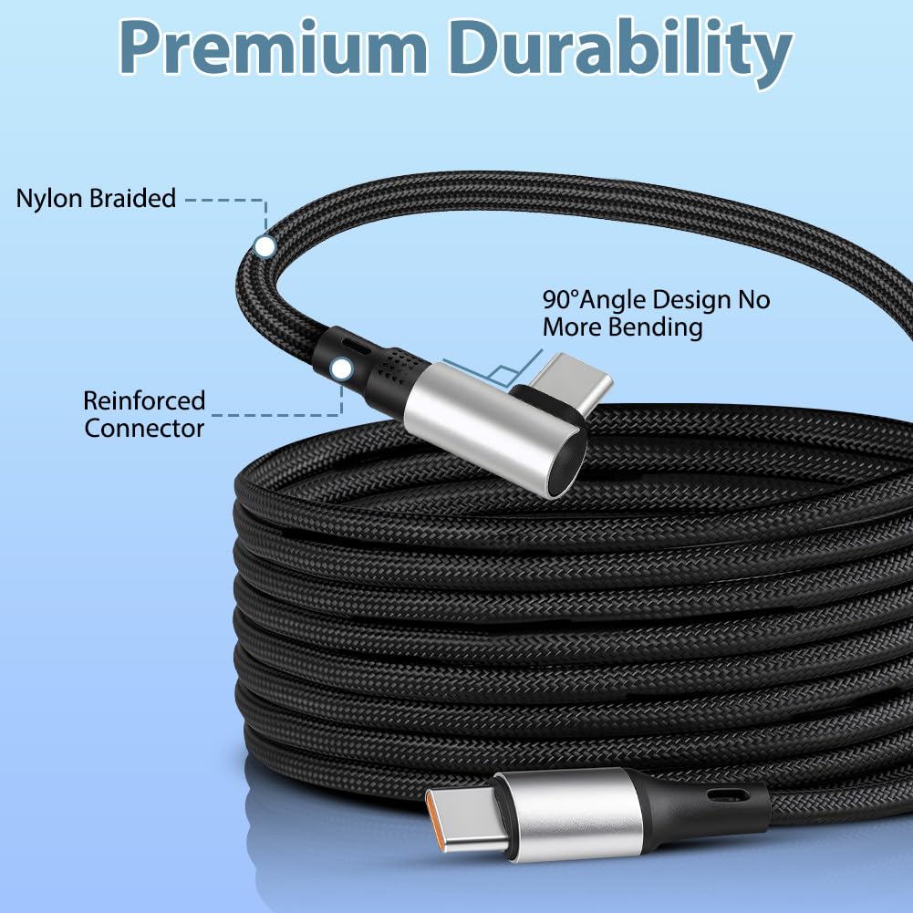 Thumbnail 1 de OFFCUP 240W USB-C auf USB-C Kabel 3 m, 90° Winkel – Nylon, Schnelllade-Kabel