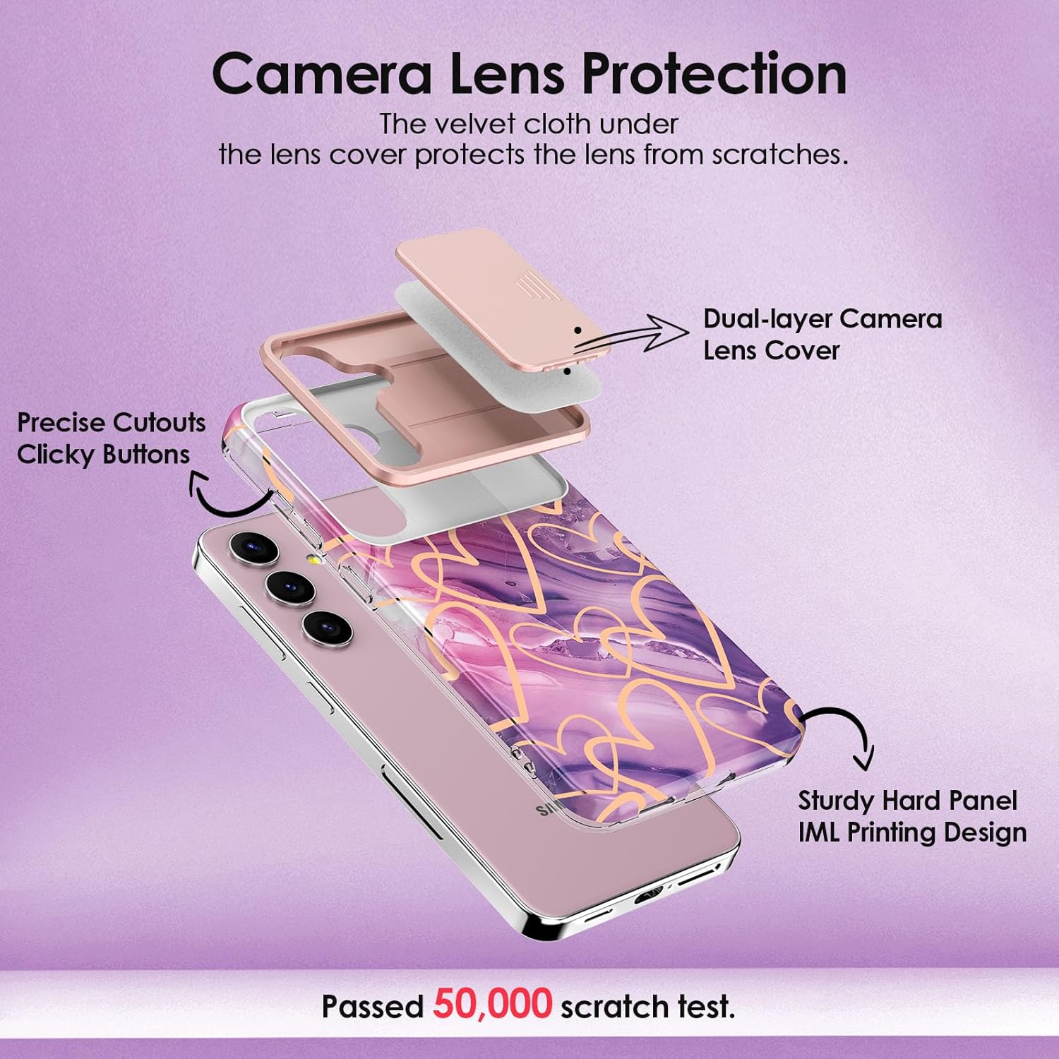 Detalle 2 de SHEDEER Hülle für Samsung Galaxy S24 Plus – Schieberegler-Kameraabdeckung, Displayschutz, Anti-Yellowing, Thin & Stoßfest