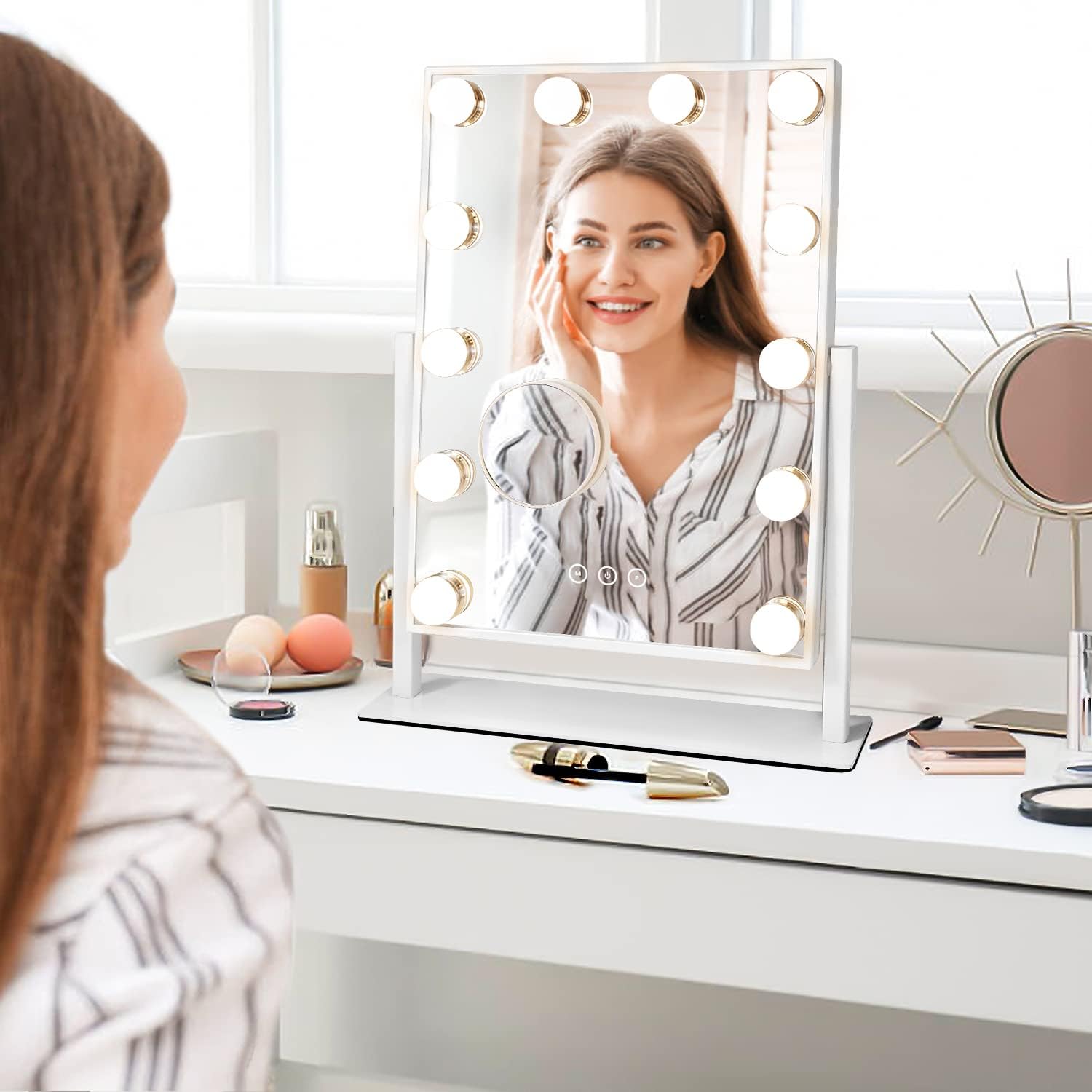 Thumbnail 6 de Kotdning Lighted Vanity Mirror with 12 Bulbs, 3 Color Modes and 10x Magnifier