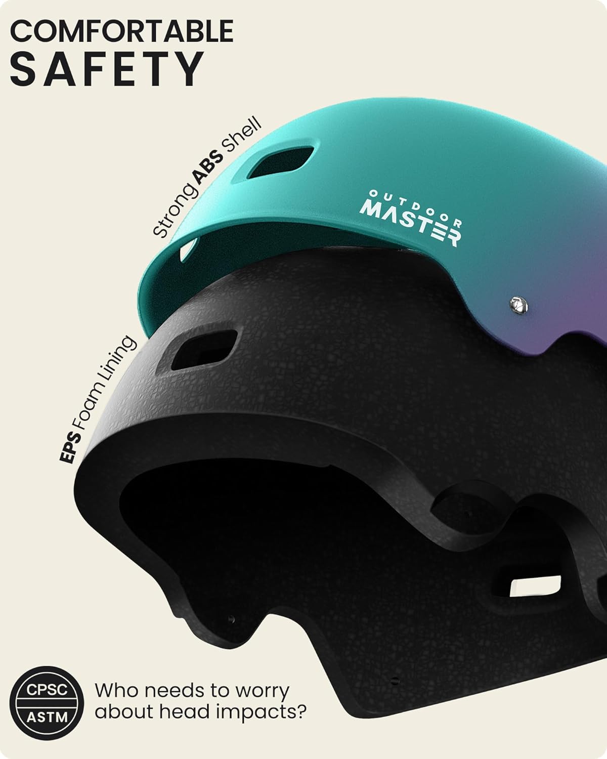Thumbnail 1 de OutdoorMaster Skateboard Cycling Helmet with Dual Removable Liners