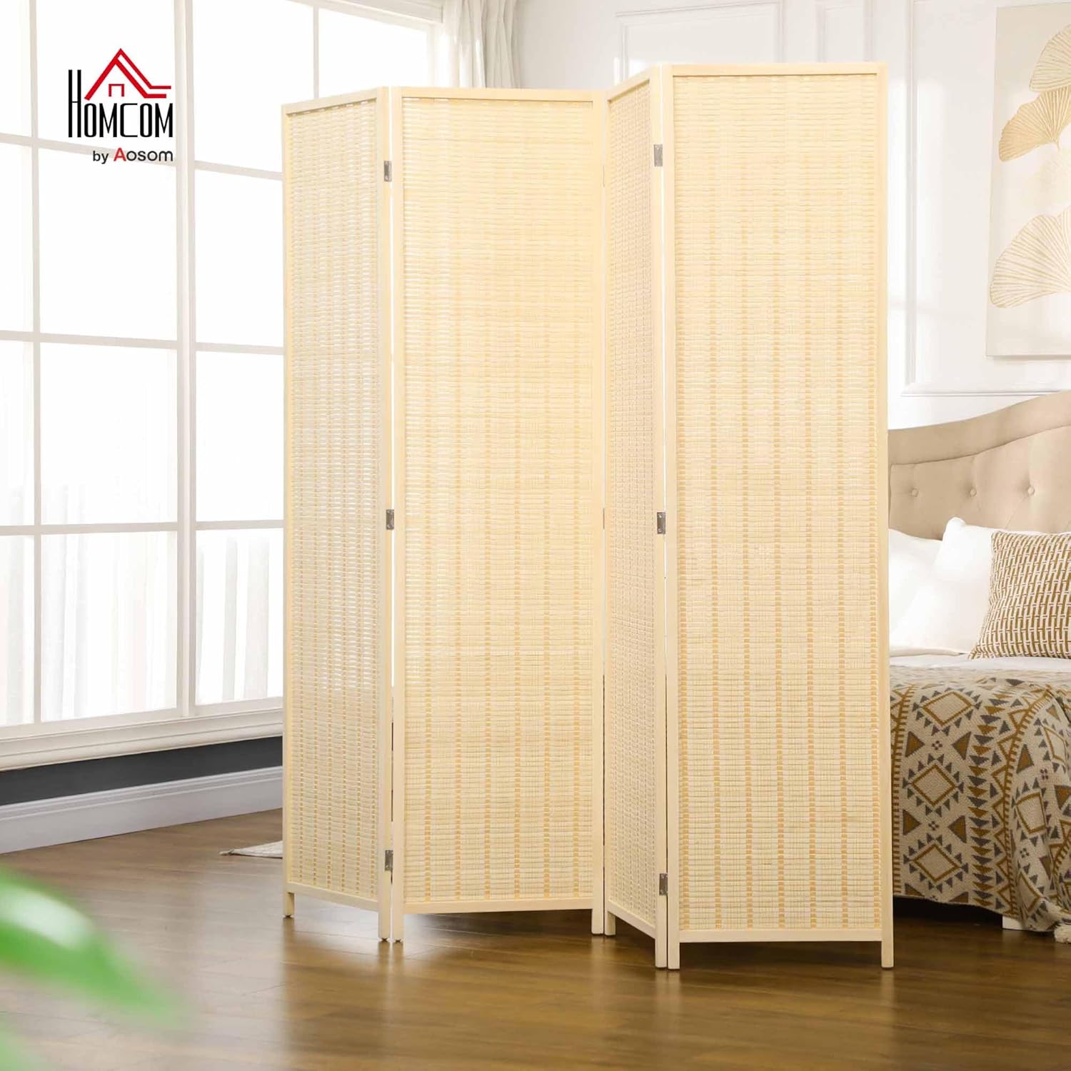 Thumbnail 1 de HOMCOM Paravent Interieur Bois 4 Panneaux 180 x 180 cm