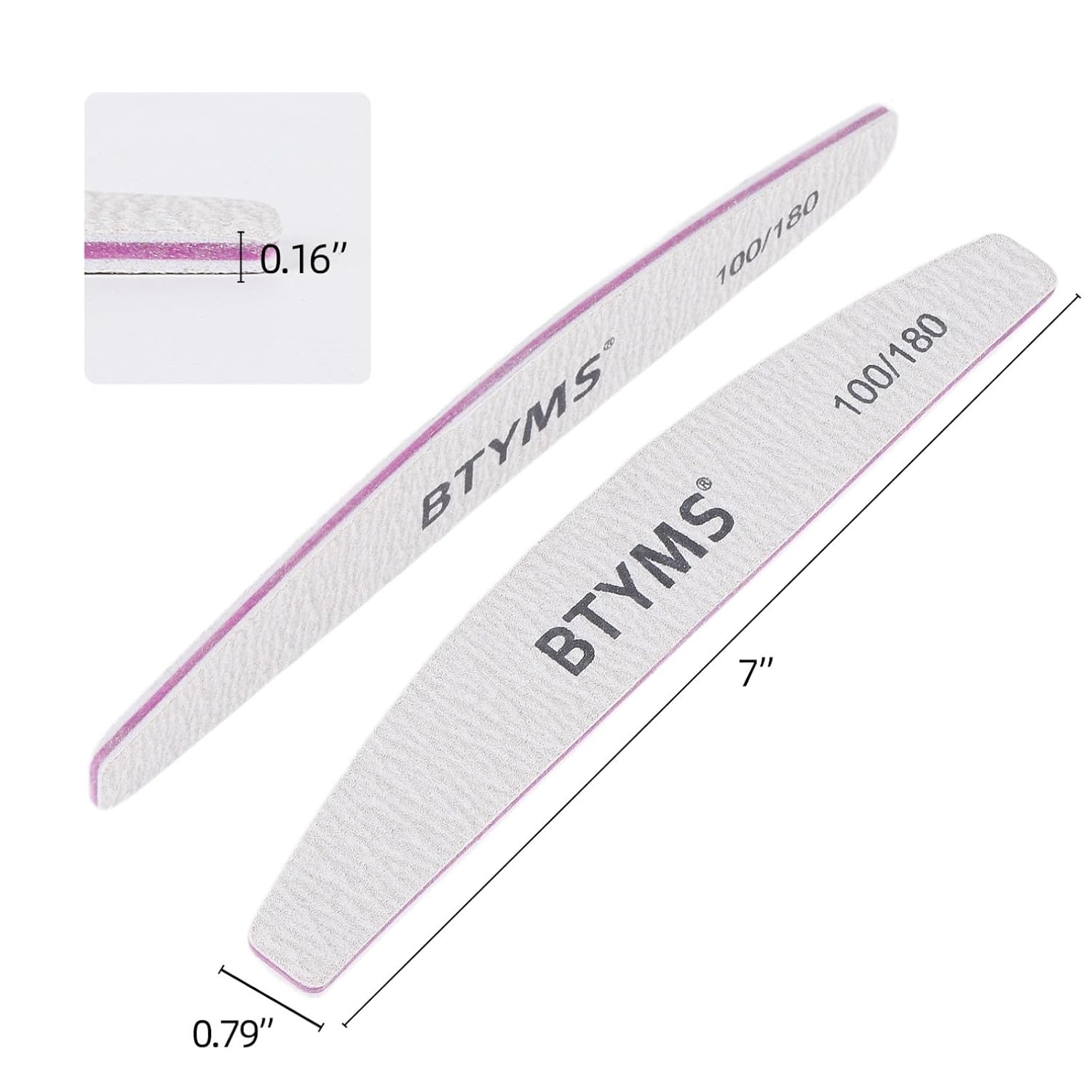 Detalle de BTYMS 25Pcs 100/180 Grit Nail File and Buffer – Double-Sided Emery Boards for Acrylic, Gel & Natural Nails