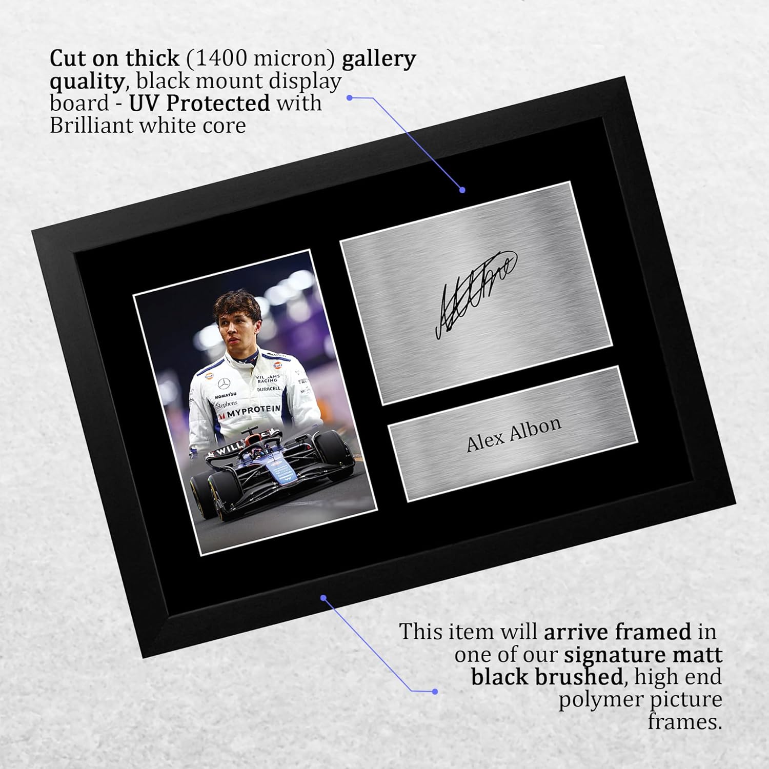 Thumbnail 2 de HWC Trading FR A4 Alex Albon Williams framed autograph picture (A4)