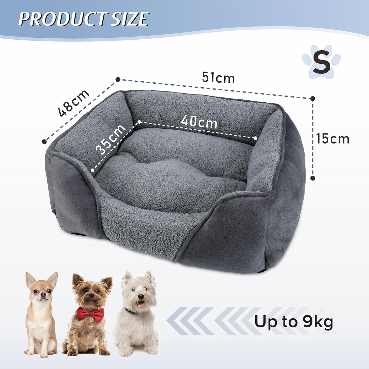 Detalle 2 de MIXJOY Small Dog Bed: Washable Rectangular Orthopedic Bed for Small Dogs and Cats