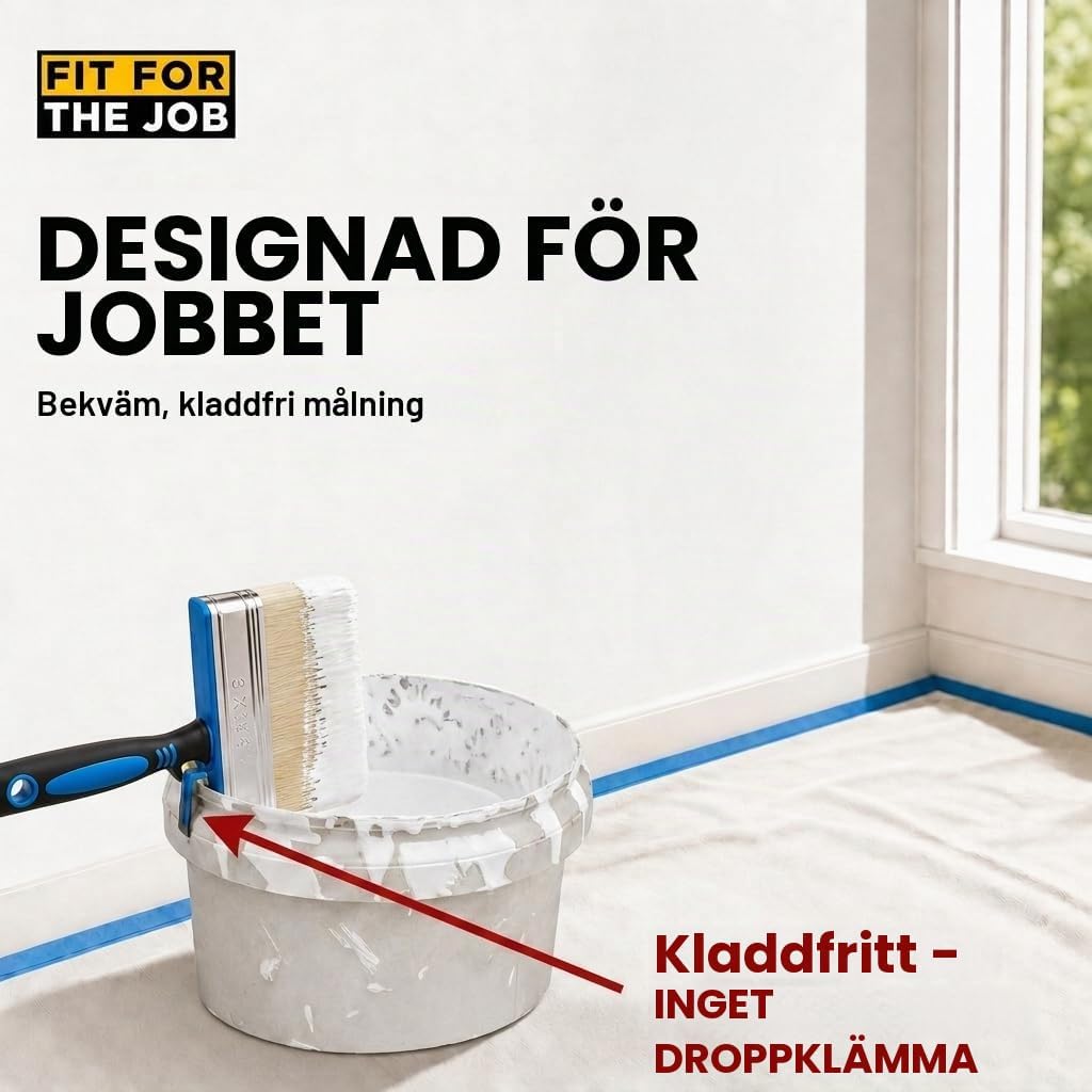 Detalle de Fit For The Job fasadpensel 100 mm med syntetborst för latexfärg