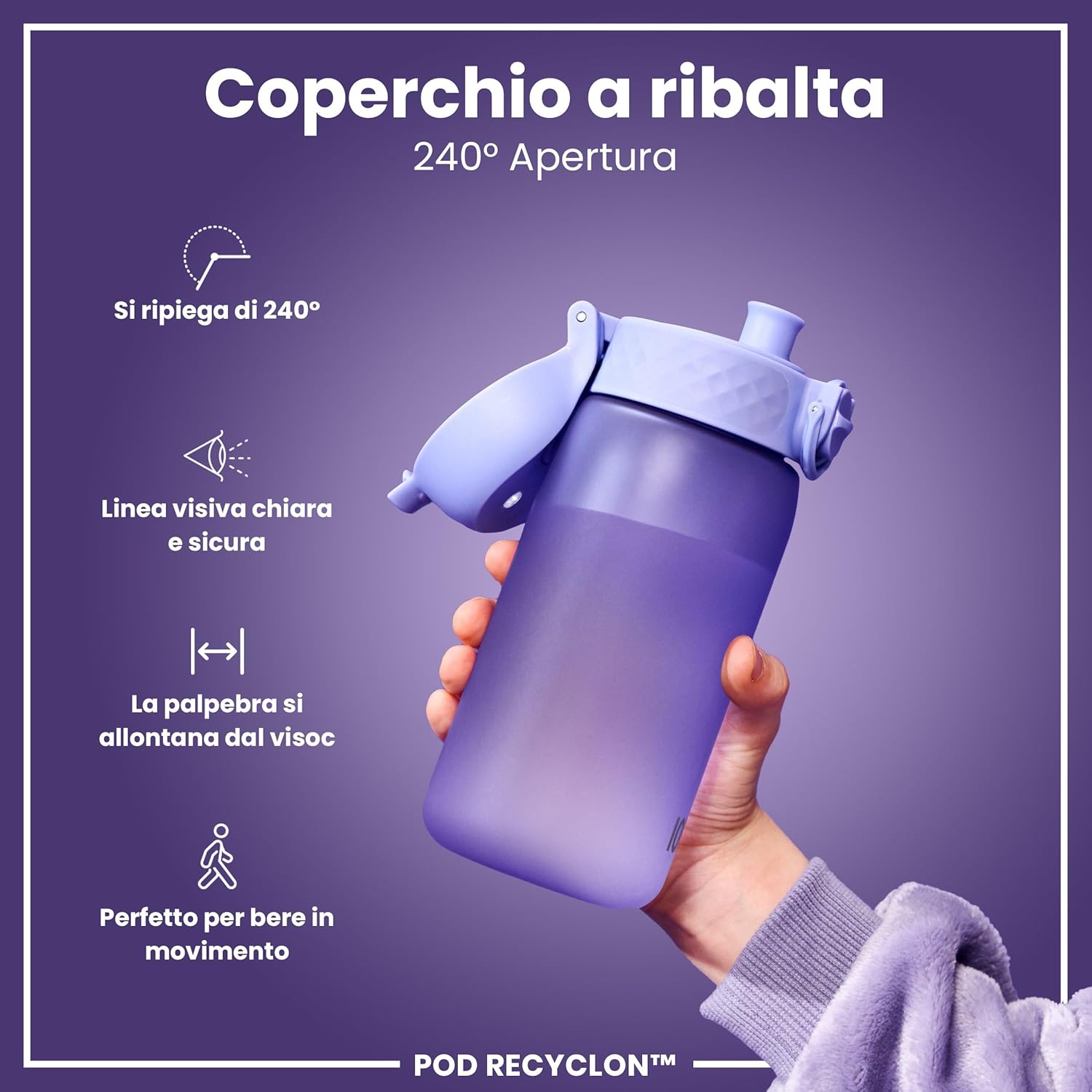 Detalle de Ion8 Borraccia per Bambini 350 ml: a prova di perdite, facile da aprire e lavabile in lavastoviglie