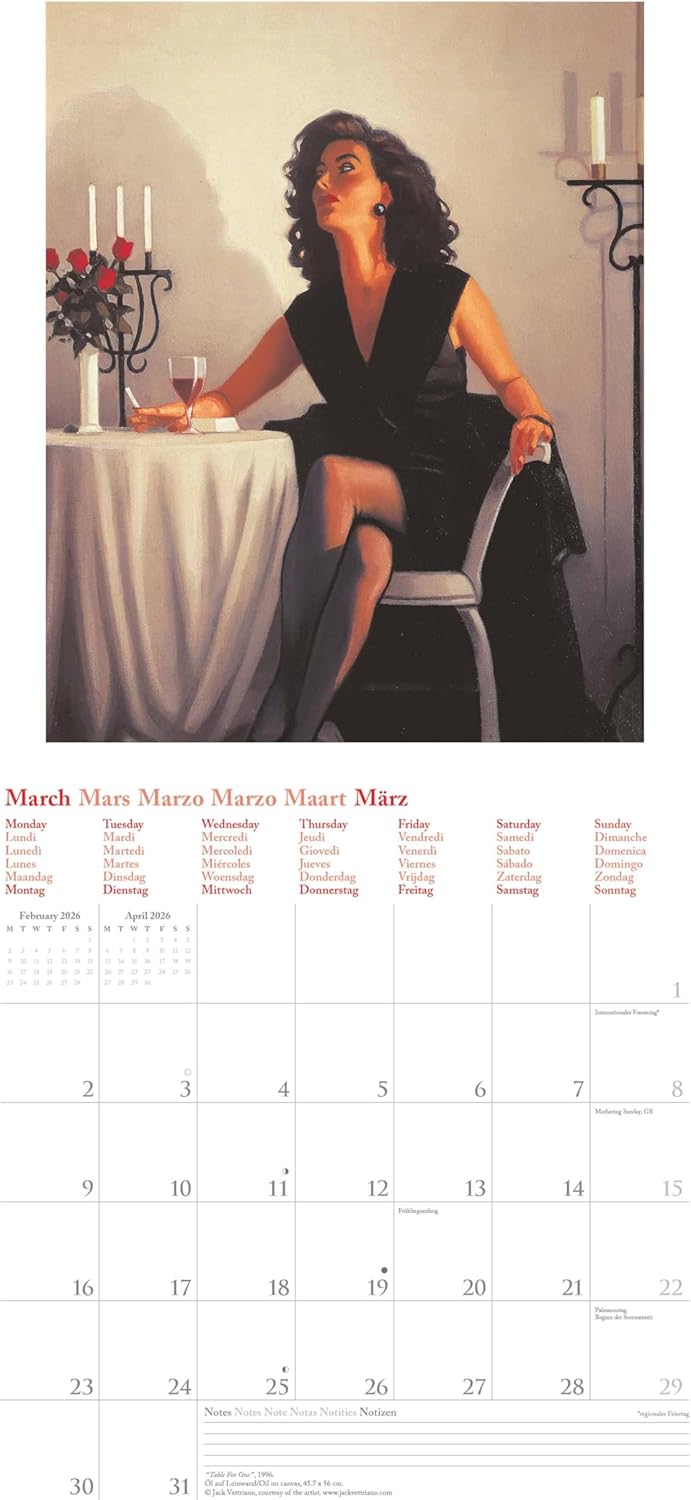 Thumbnail 5 de teNeues Jack Vettriano 2026 Kunst-Wandkalender (30x30 cm, 30x60 cm geöffnet) mit 12 Meisterwerken