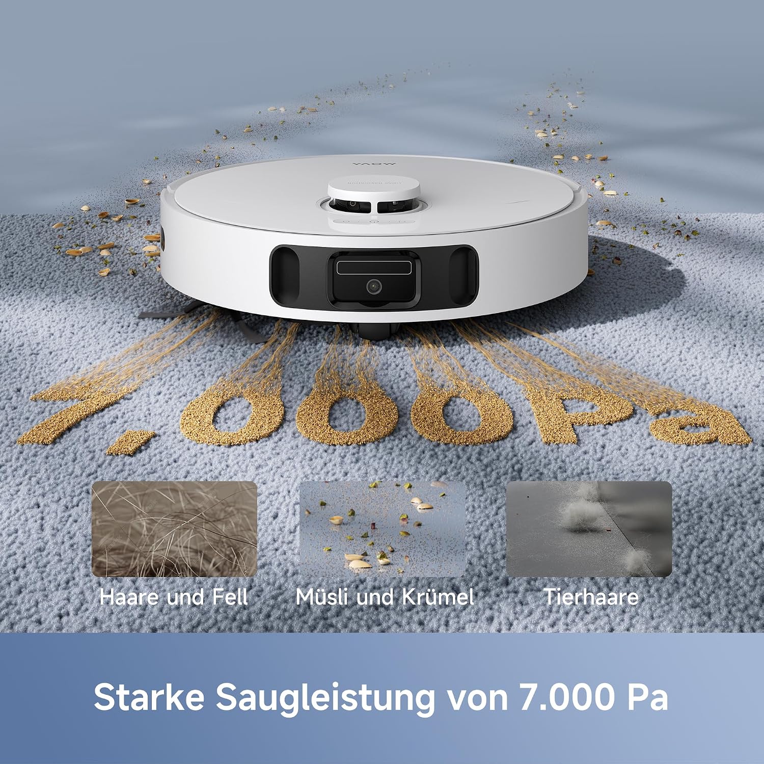 Detalle de Mova E30 Ultra: Saugroboter mit Wischfunktion, automatische Entleerung & Mop-Selbstreinigung