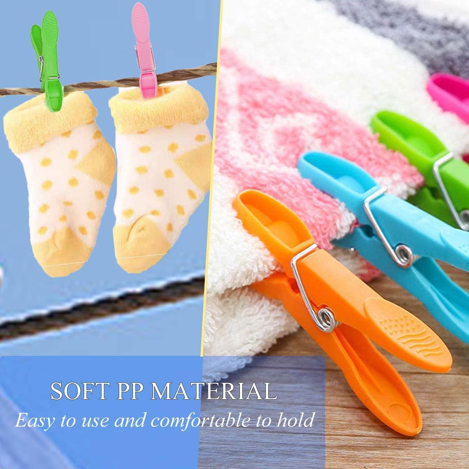 Thumbnail 5 de Bonilife Clothes Pegs (48 packs) strong-grip plastic pegs for washing line in 5 colours