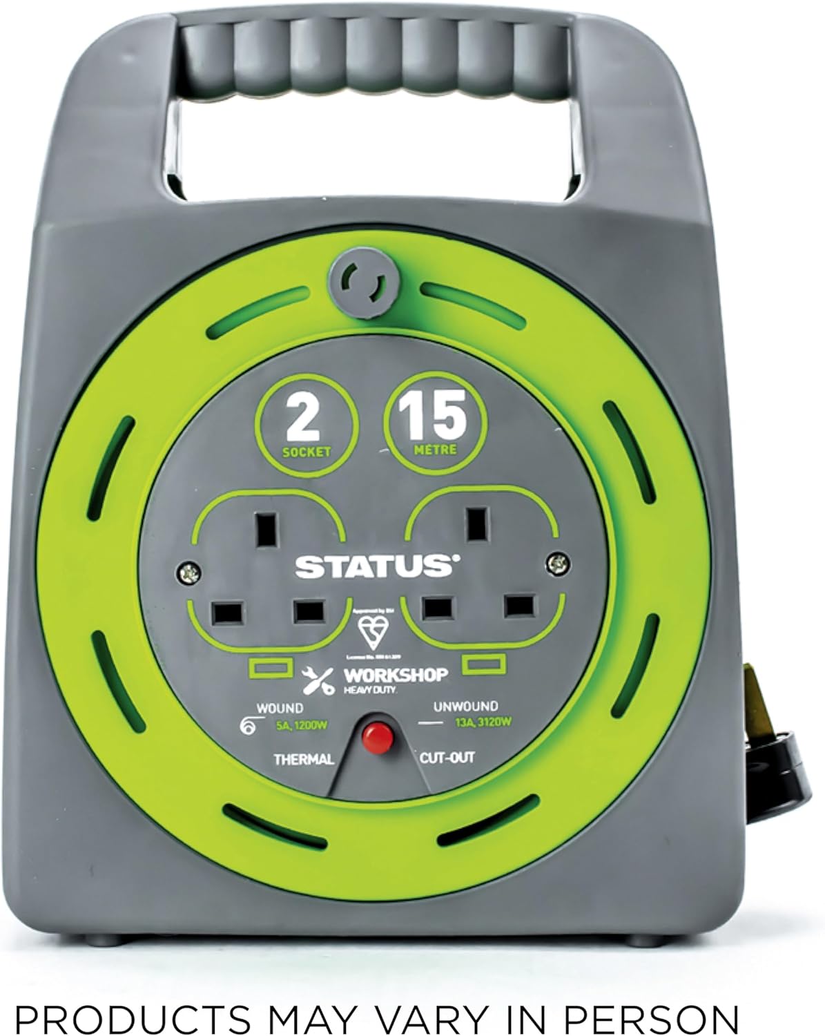 Thumbnail 6 de STATUS 2 Socket Cable Reel 15m Green Extension Lead