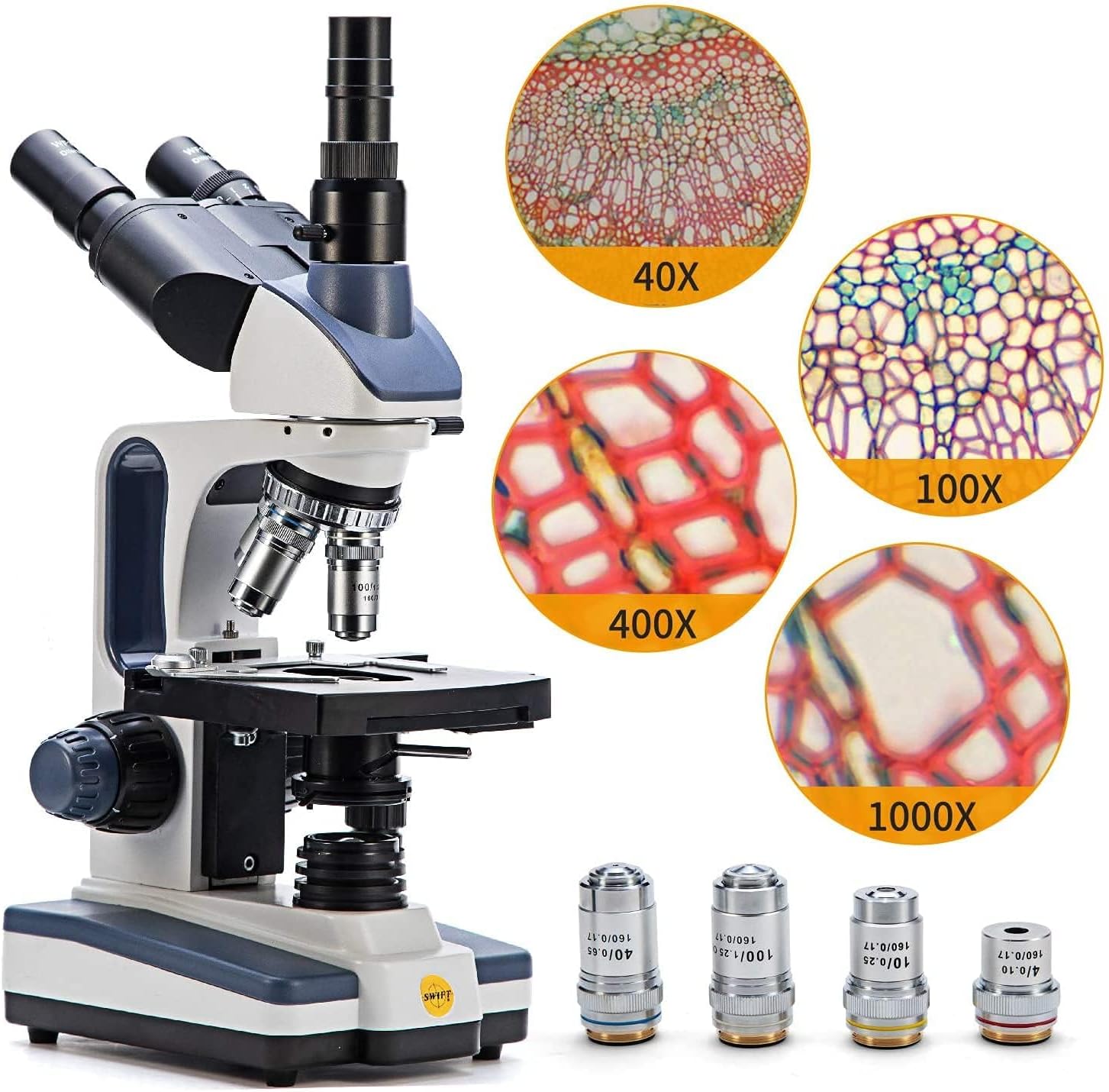 Detalle de Swift SW350T Compound Trinocular Microscope with 5.0 MP Camera and Included Slides