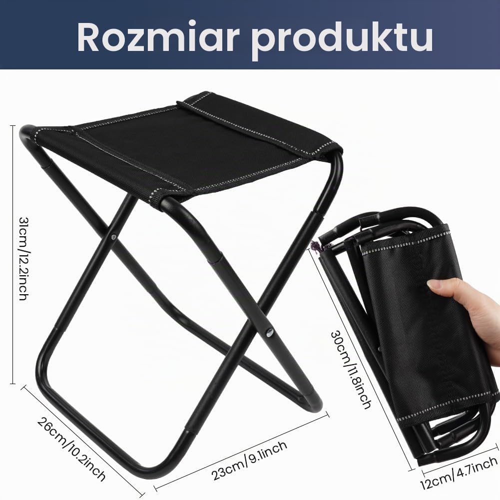 Detalle de OFFCUP V9-BK-ZDYD-FBA – czarny składany stołek kempingowy z torbą