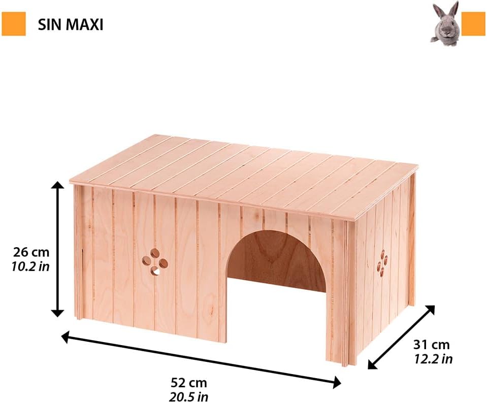 Detalle de Ferplast Wooden House for Rabbits, Guinea Pigs & Hamsters (Size XXL) – FSC® Wood, Ventilation Window