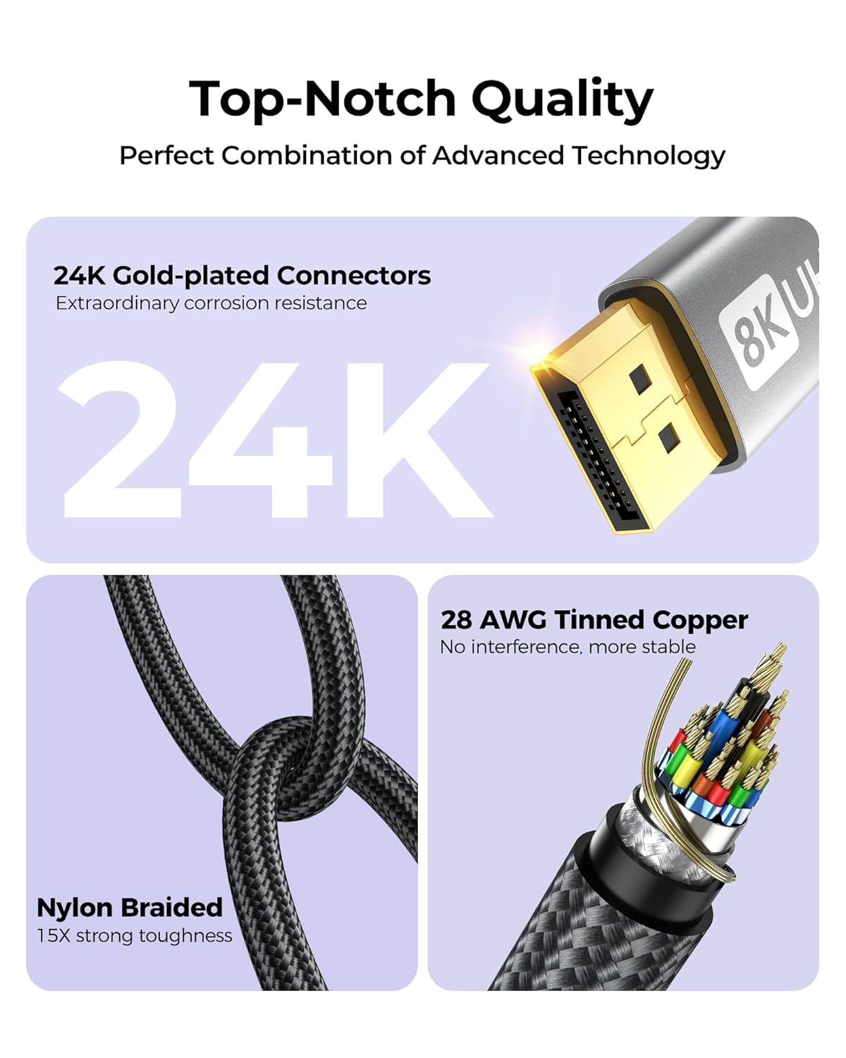 Thumbnail 6 de Silkland DisplayPort 1.4 Cable 5m (1.4) for Gaming Monitors & Graphics Cards
