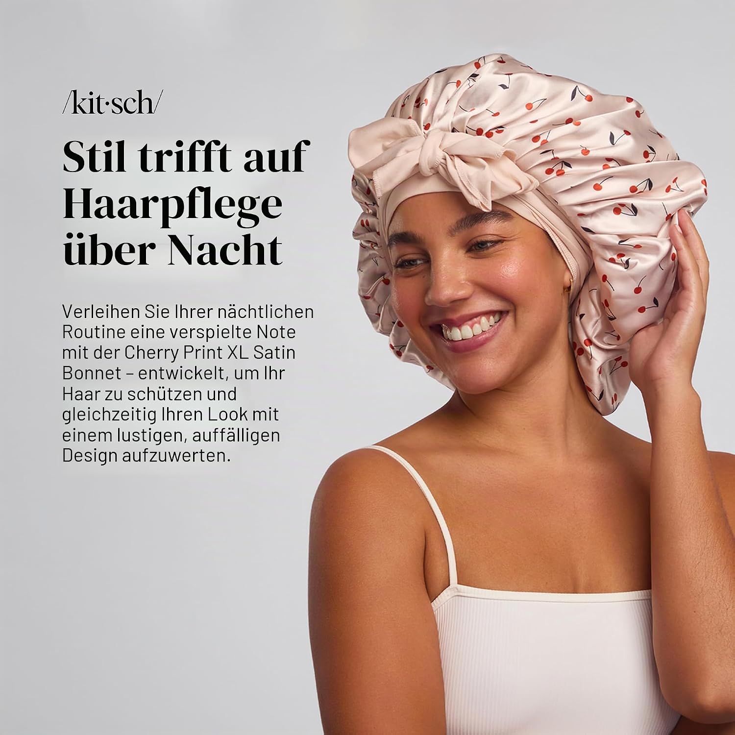 Detalle 2 de Kitsch XL Satin Haarhaube zum Schlafen – weicher als Seide, XXL-Bonnet für Lockiges Haar