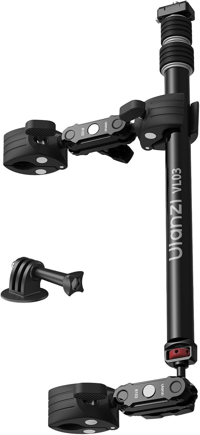 Detalle de ULANZI VL03 : support de caméra d’action pour moto avec perche télescopique et fixation rapide
