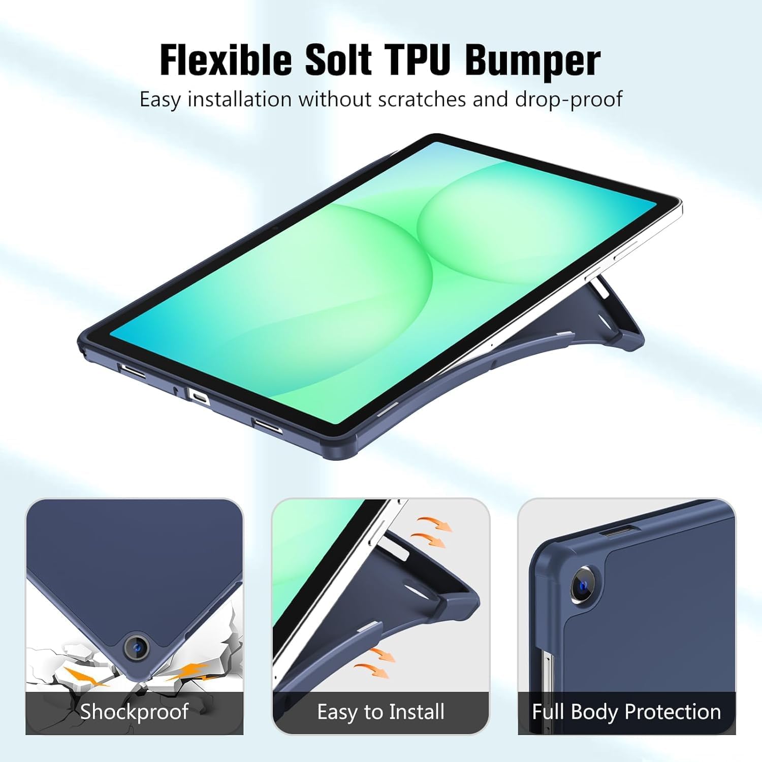 Thumbnail 2 de ProCase Hülle Galaxy Tab A11 Plus 2025 11" Navy – TPU Rückseite, Auto Sleep/Wake, 3-Falt-Front mit zwei Standpositionen