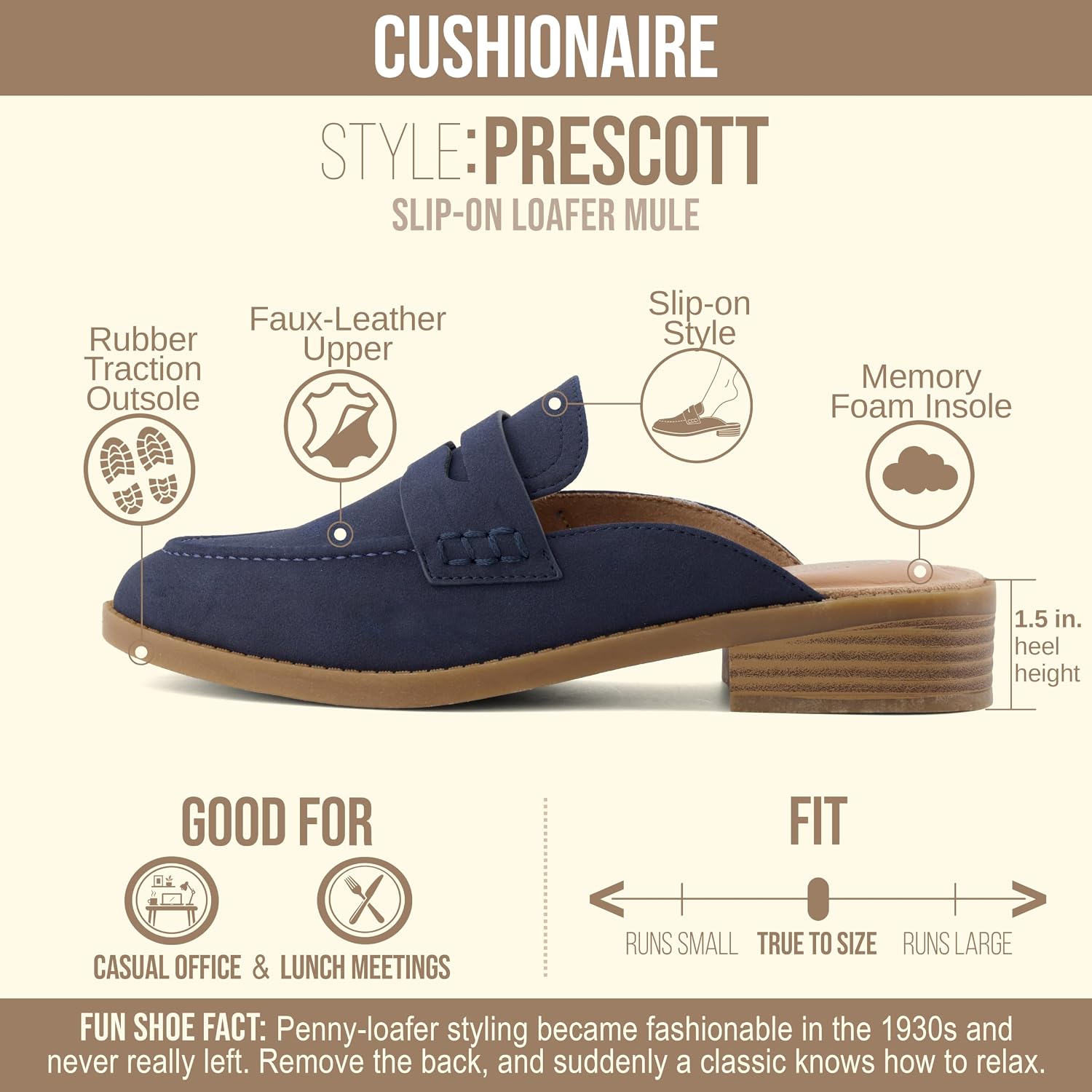Detalle 2 de CUSHIONAIRE Women's Mule Shoes, Prescott