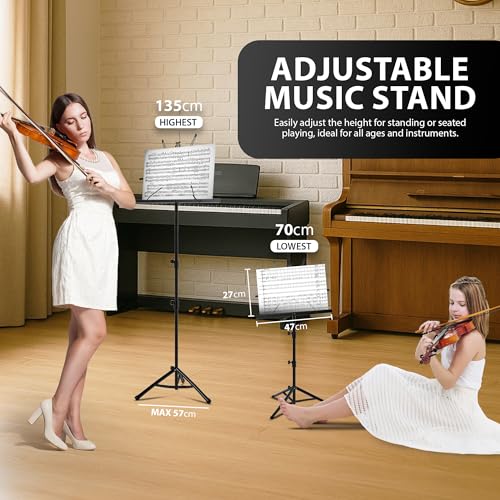 Detalle 2 de ZENO Music Stand: Foldable, Adjustable Sheet Music Stand with Clip Holder and Carry Bag
