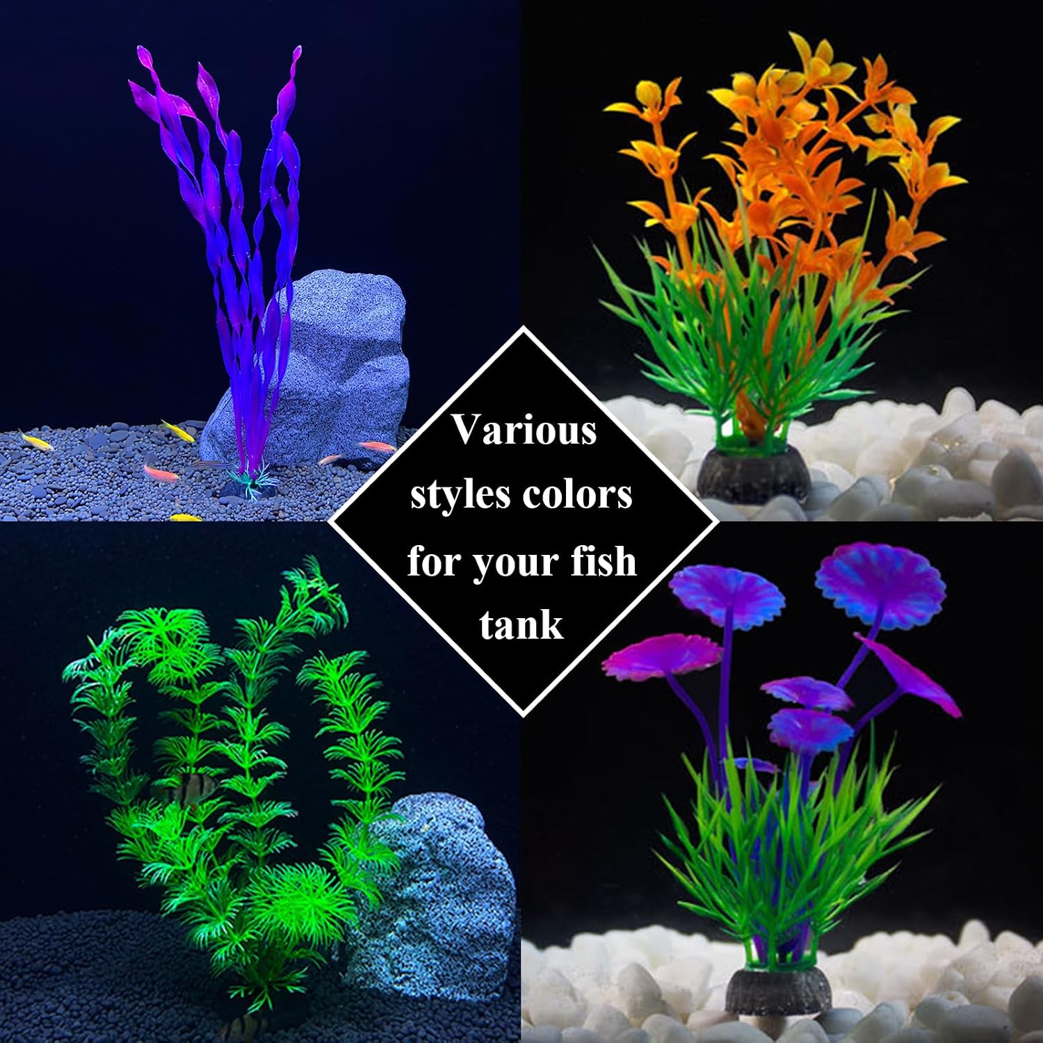 Detalle 2 de Oenothera 32 Pieces Aquarium Plants Artificial – Multicolor Plastic Decorations for Fish Tanks
