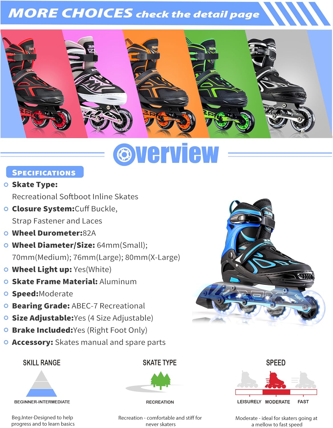 Detalle 2 de 2PM SPORTS Inline Skates, Aluminum Frame