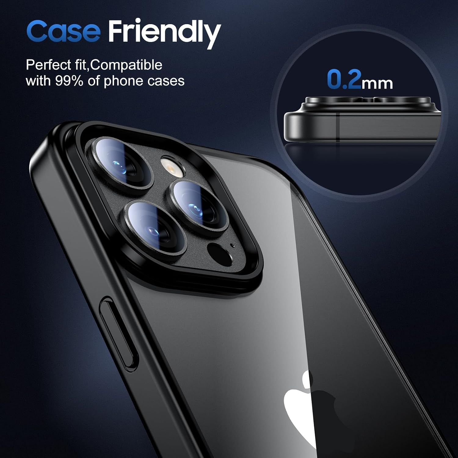 Detalle 2 de UniqueMe iPhone 15 Pro/15 Pro Max Camera Lens Protector, 3-Pack, All-Black