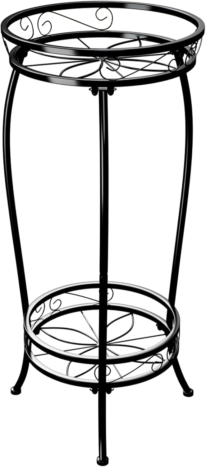 Bamworld Metall-Blumenständer mit 3-Bein-Sockel, schwarz – 30 x 30 x 70 cm