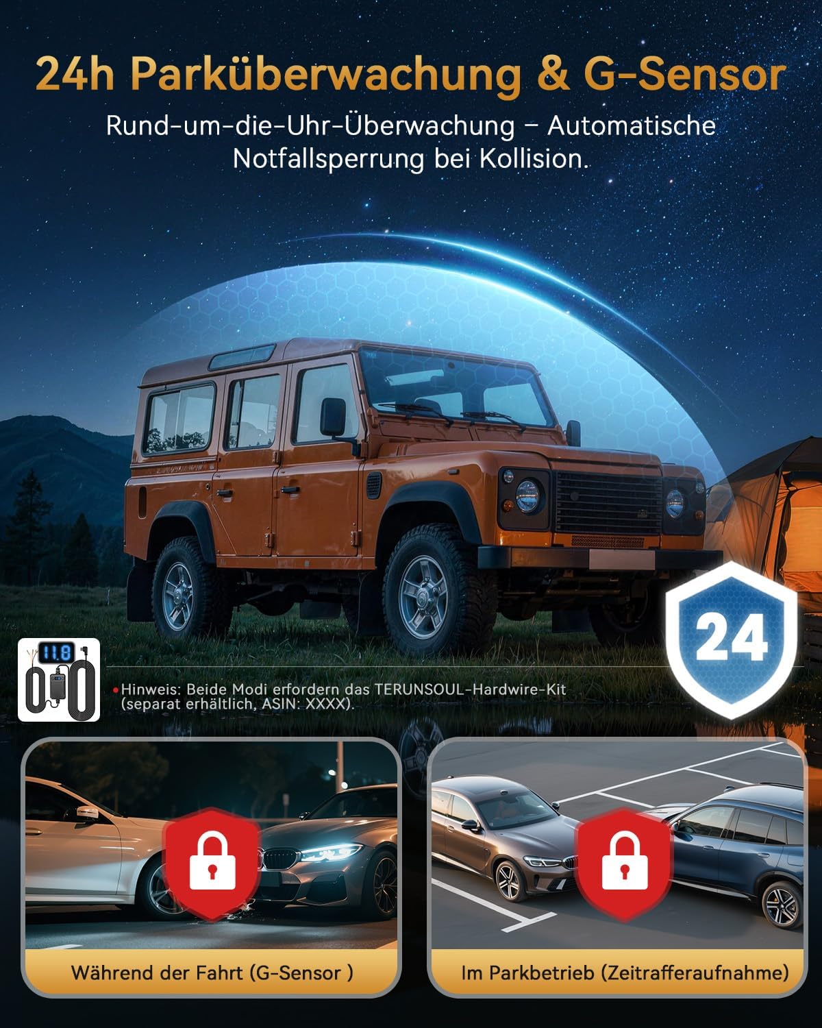 Thumbnail 4 de TERUNSOUl Dashcam Auto 4K+4K mit 128GB, GPS & WLAN – Front & Heckkamera