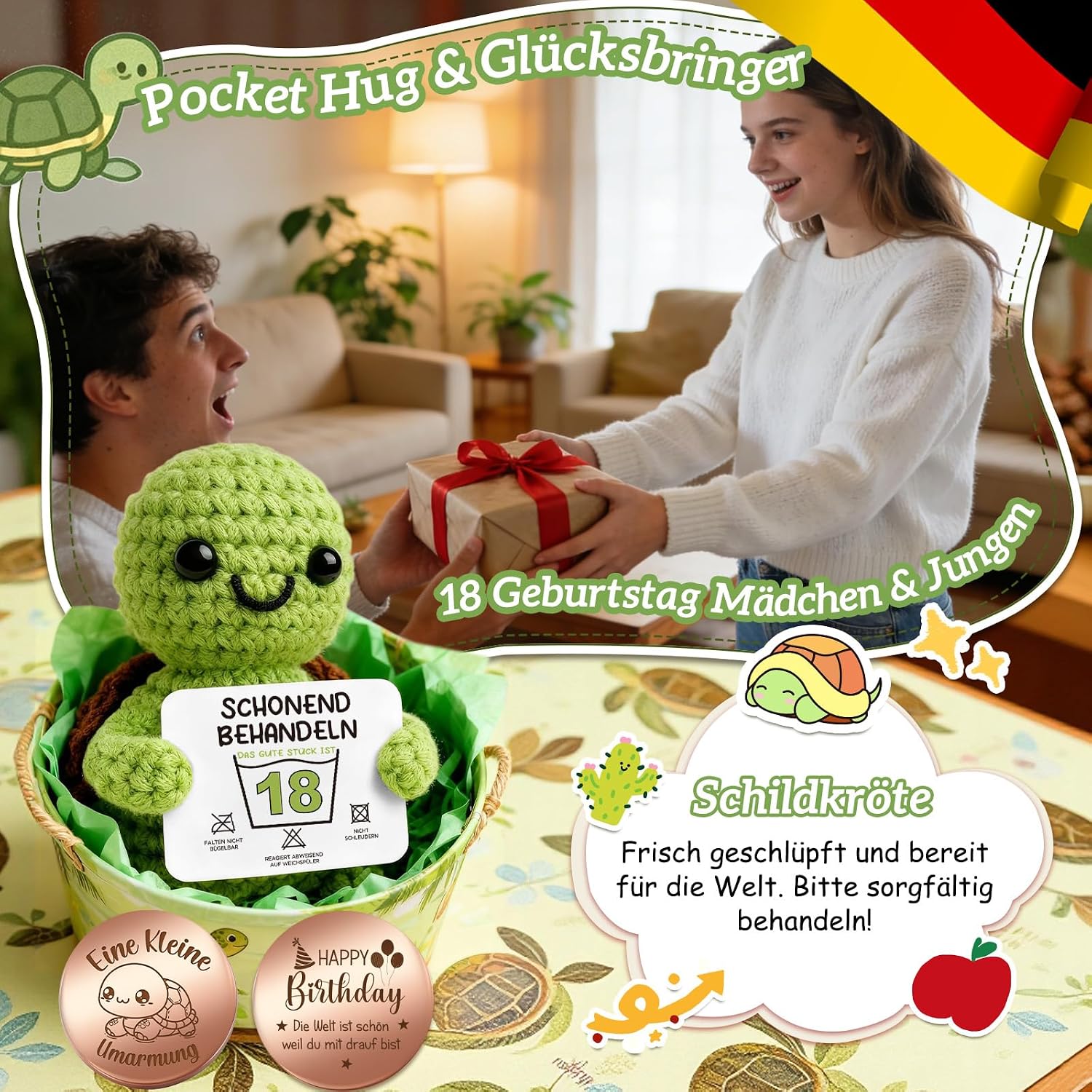 Thumbnail 2 de Positive Schildkröte 50. Geburtstag Pocket Hug