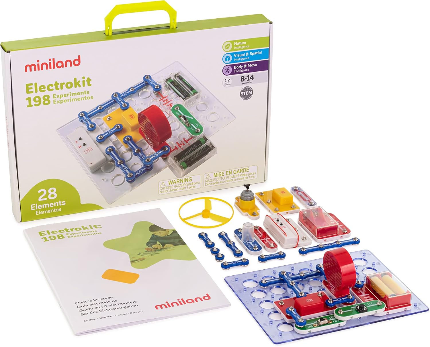 Detalle de Miniland 99116 Electrokit 198 Experiments – zestaw do eksperymentów z elektrycznością