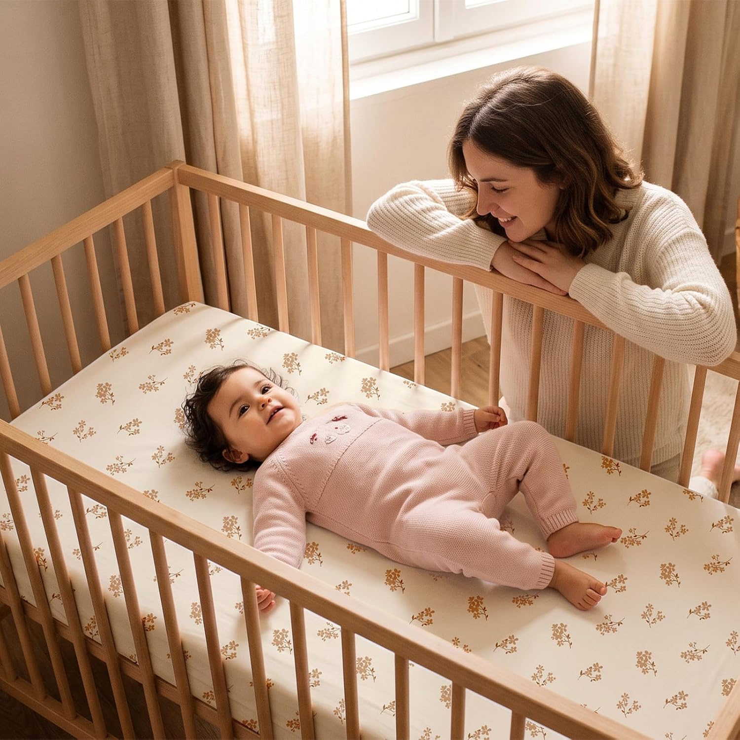 Detalle de CIVARUA KIDS VCLD3003 Crib Sheets, 3-Pack, Vintage Floral, 52 x 28 in