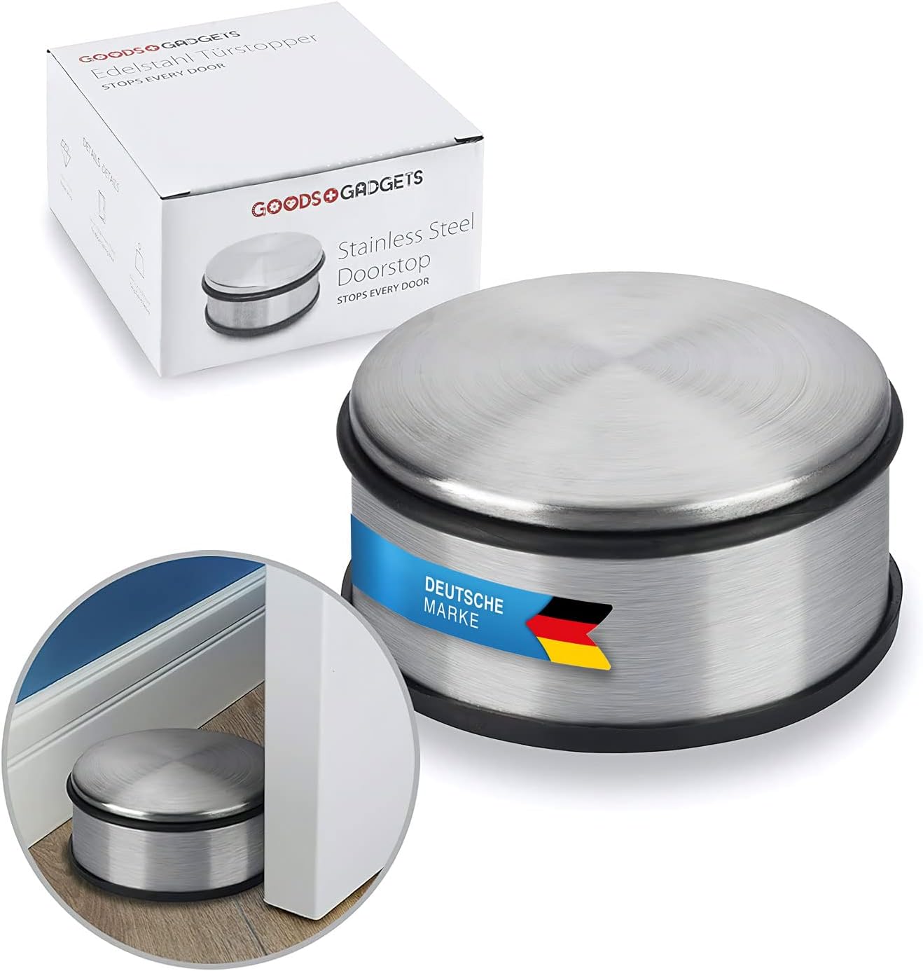 Thumbnail 6 de GOODS+GADGETS® dörrstopp i rostfritt stål, 1,2 kg, med gummi