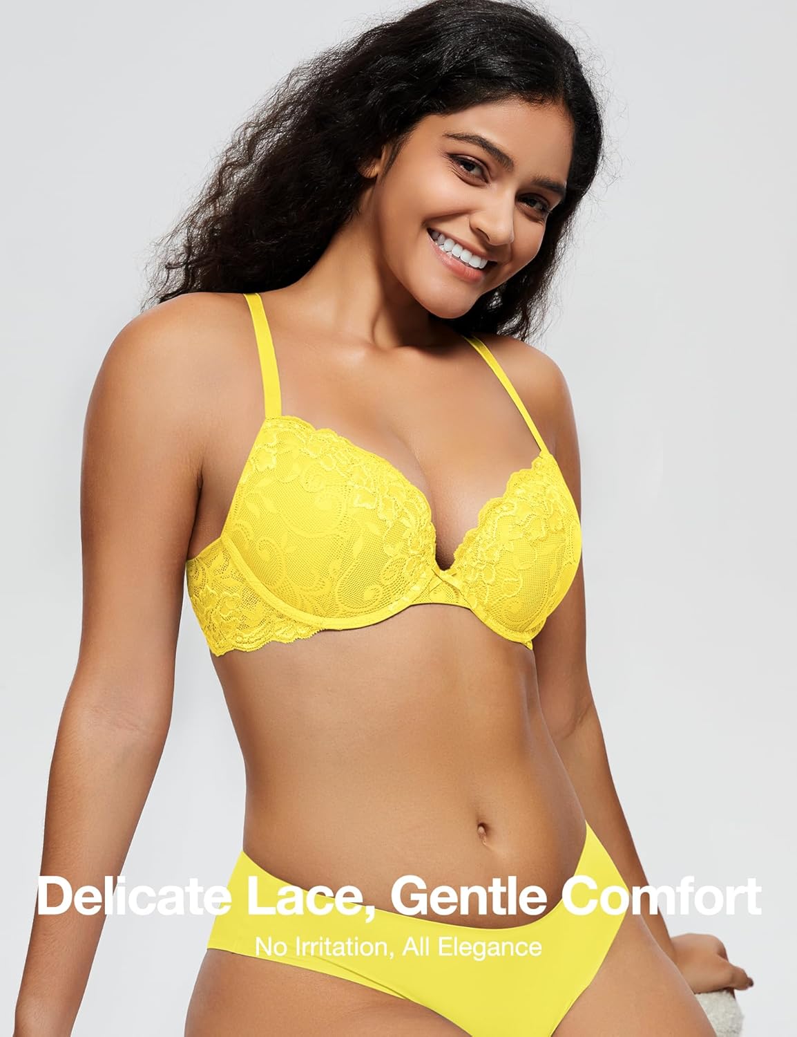 Thumbnail 3 de Deyllo Women’s Push Up Lace Bra Comfort Padded Underwire Bra Lift Up Add One Cup